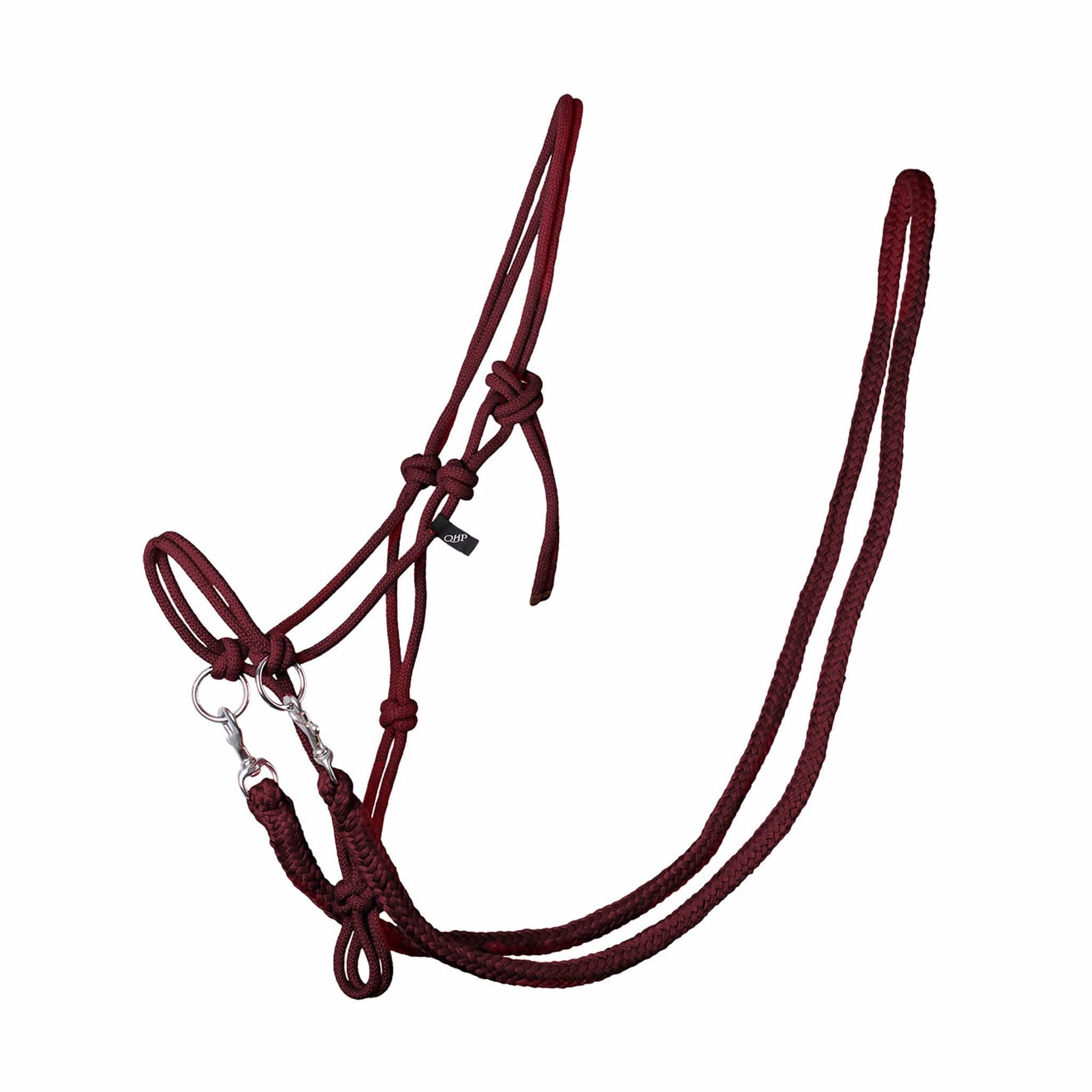 Qhp Rope Halter With Reins - Pony · Burgundy