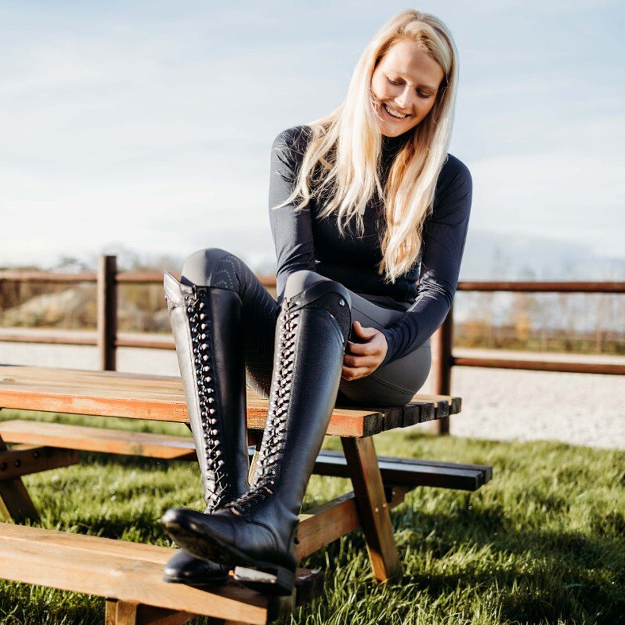 QHP Hailey Riding Boots 7250 Black On Model
