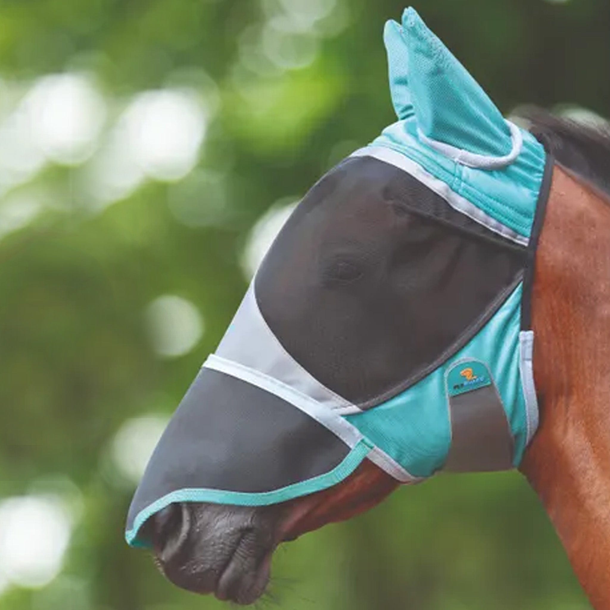 Shires Deluxe Fly Mask with Ears and Nose Green 6671