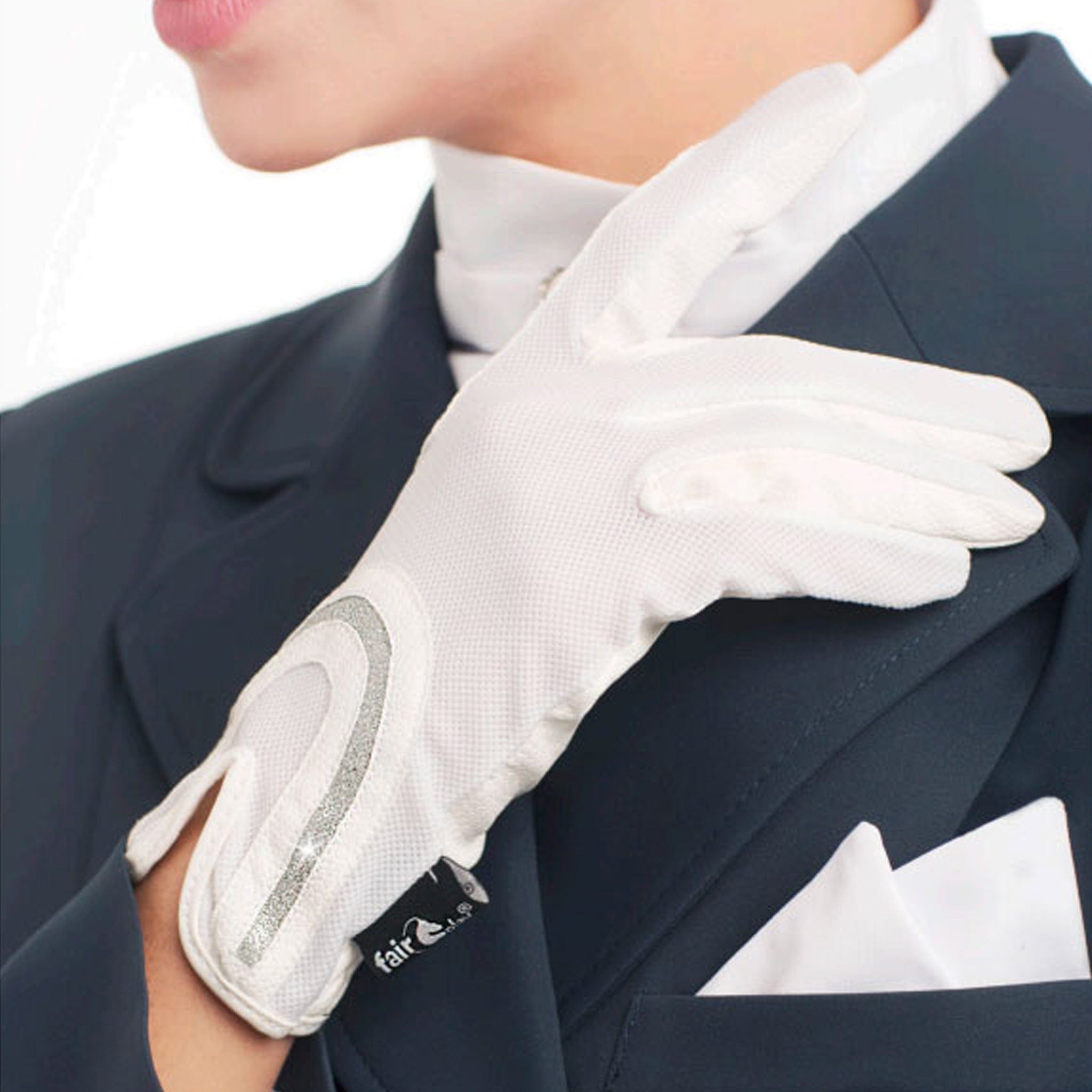 Fair Play Sol Riding Gloves 06092 White On Model