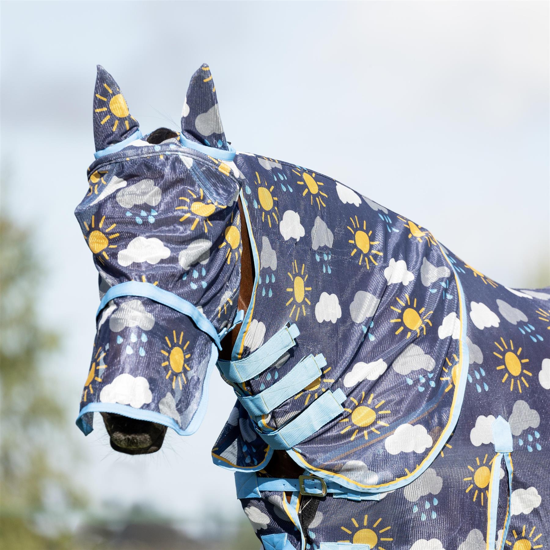 Hy Equestrian Come Rain or Shine Fly Mask with Ears and Detachable Nose