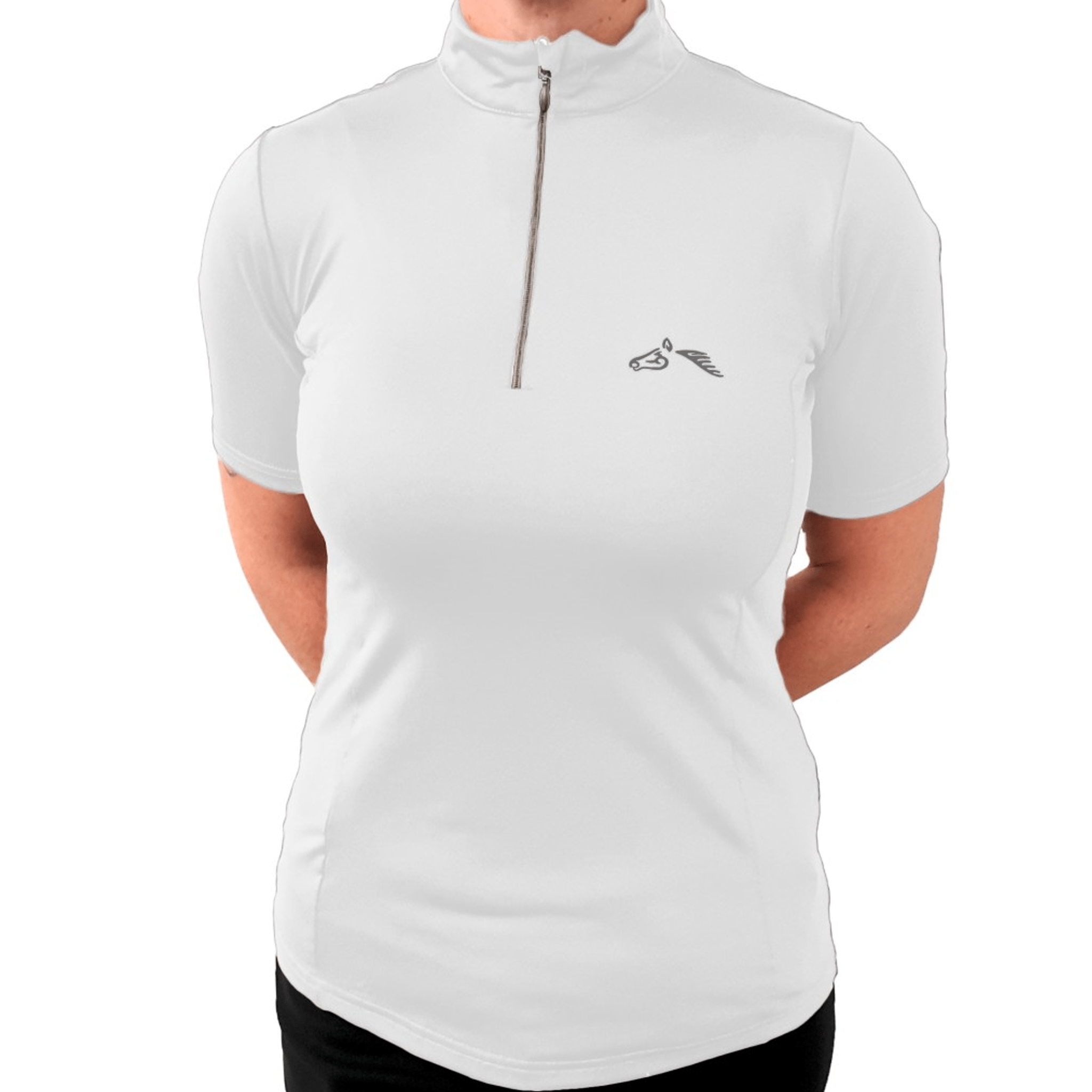 Gallop Zipped Neck Short Sleeve Base Layer - UK 14 · White