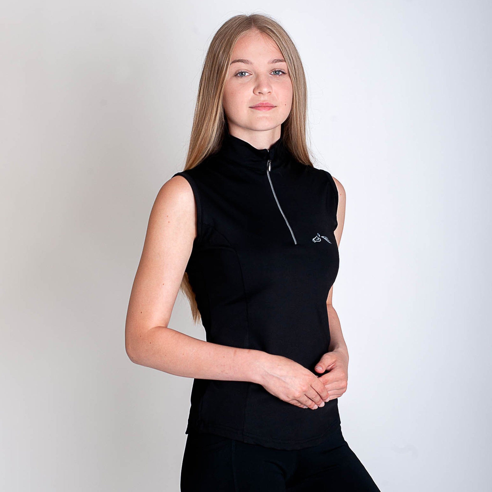 Gallop Sleeveless Zipped Neck Base Layer - UK 12 - 14 (L) · Black