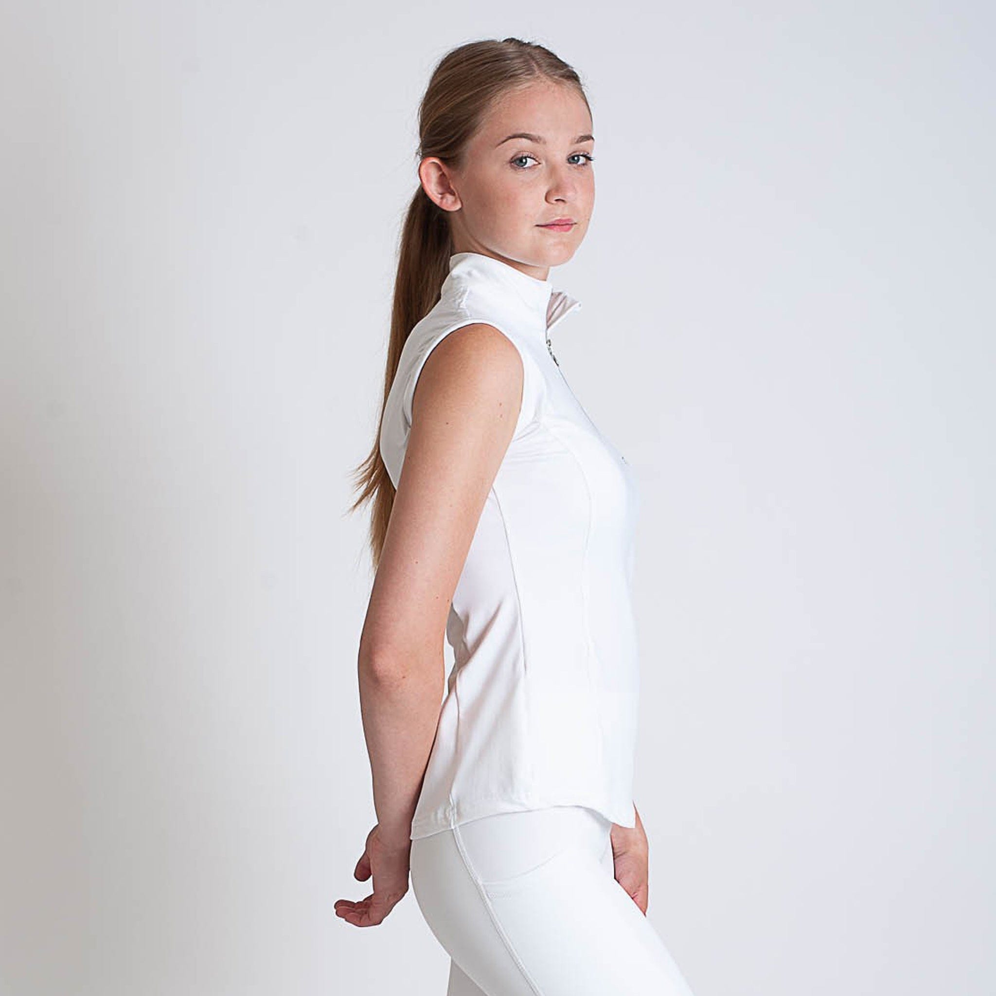 Gallop Sleeveless Zipped Neck Base Layer - UK 12 - 14 (L) · White