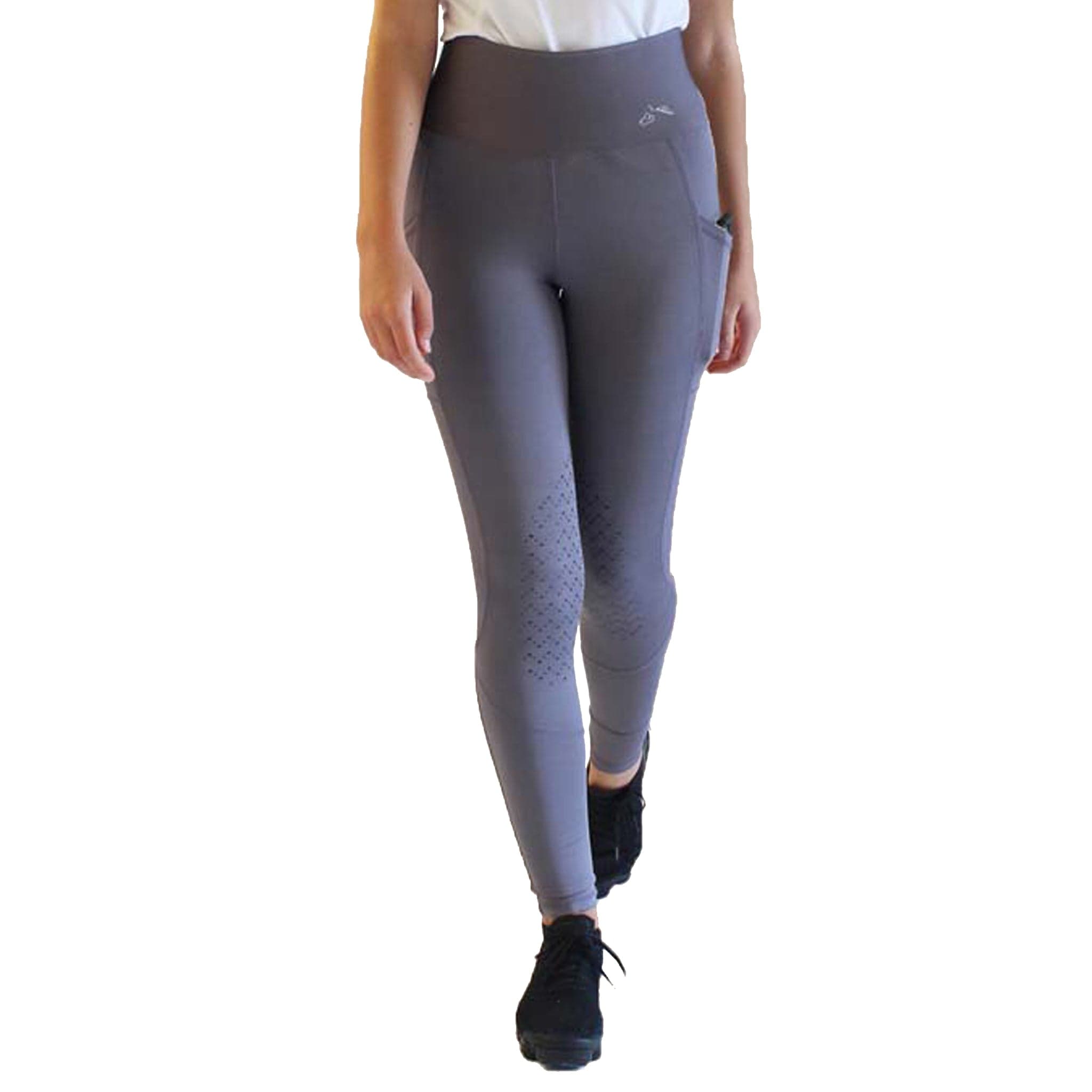 Gallop Therma-Lock Winter Silicone Knee Patch Riding Tights T157 Grey