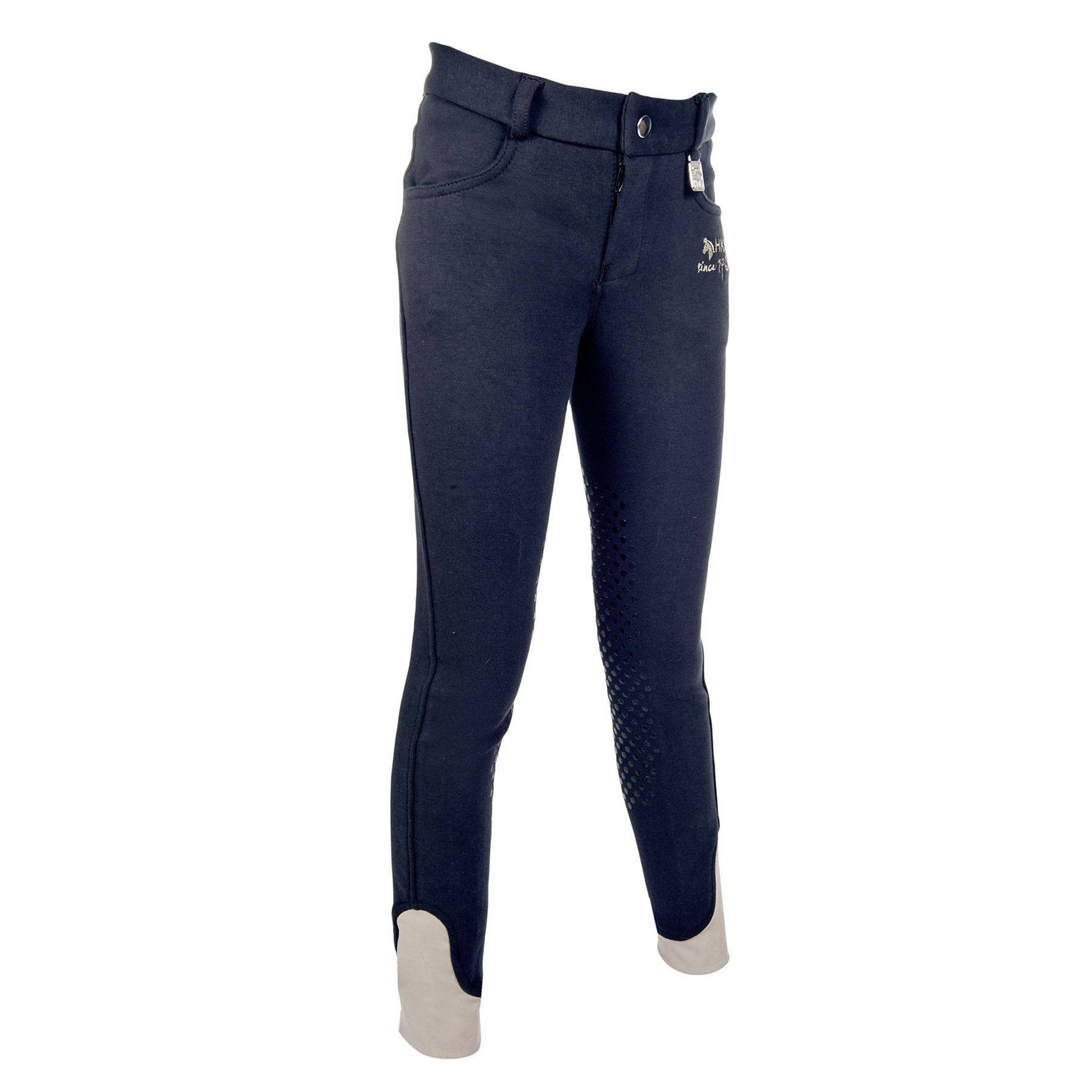 HKM Children's Easy Silicone Knee Patch Breeches 9060 Navy Front