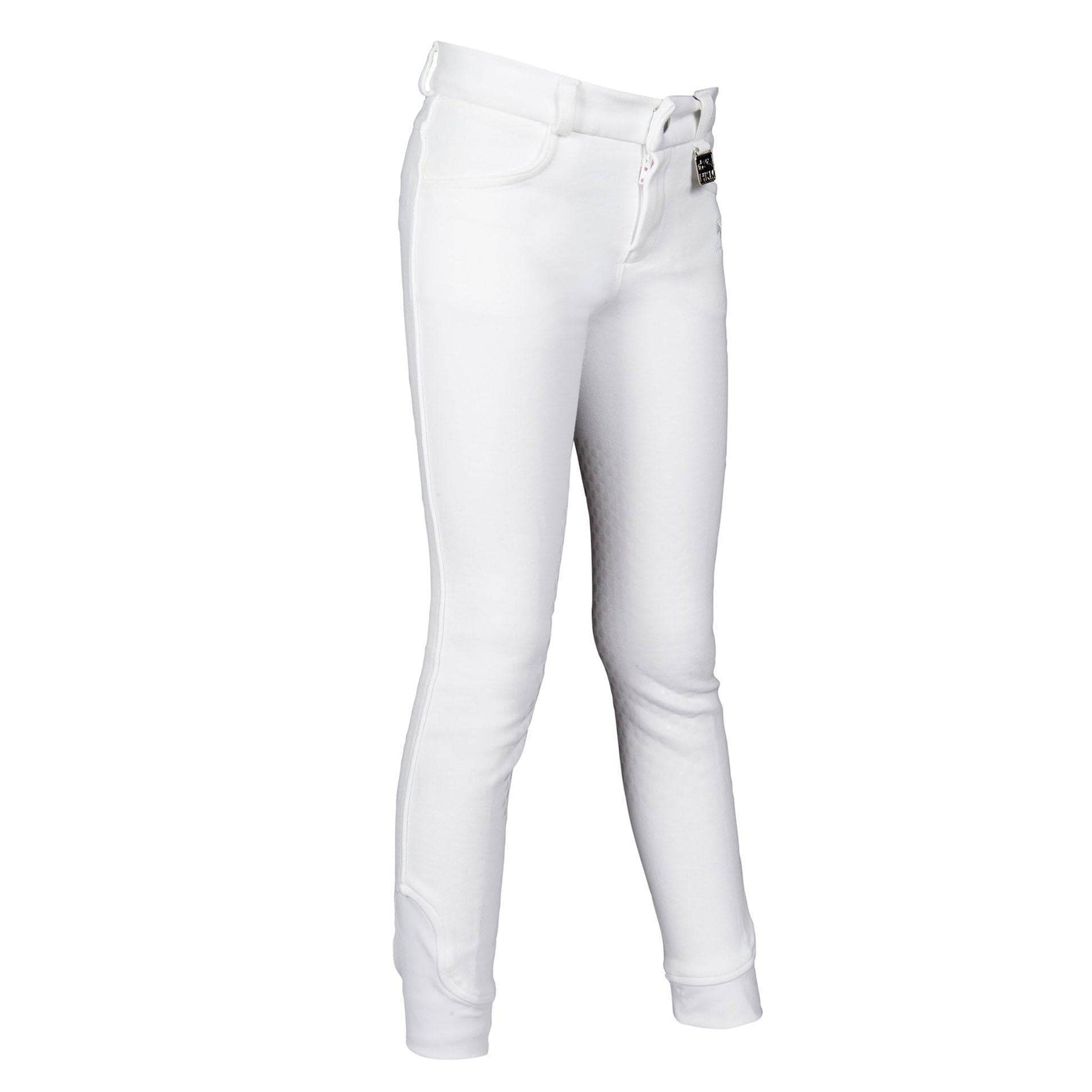 HKM Children's Easy Silicone Knee Patch Breeches 9060 White Front