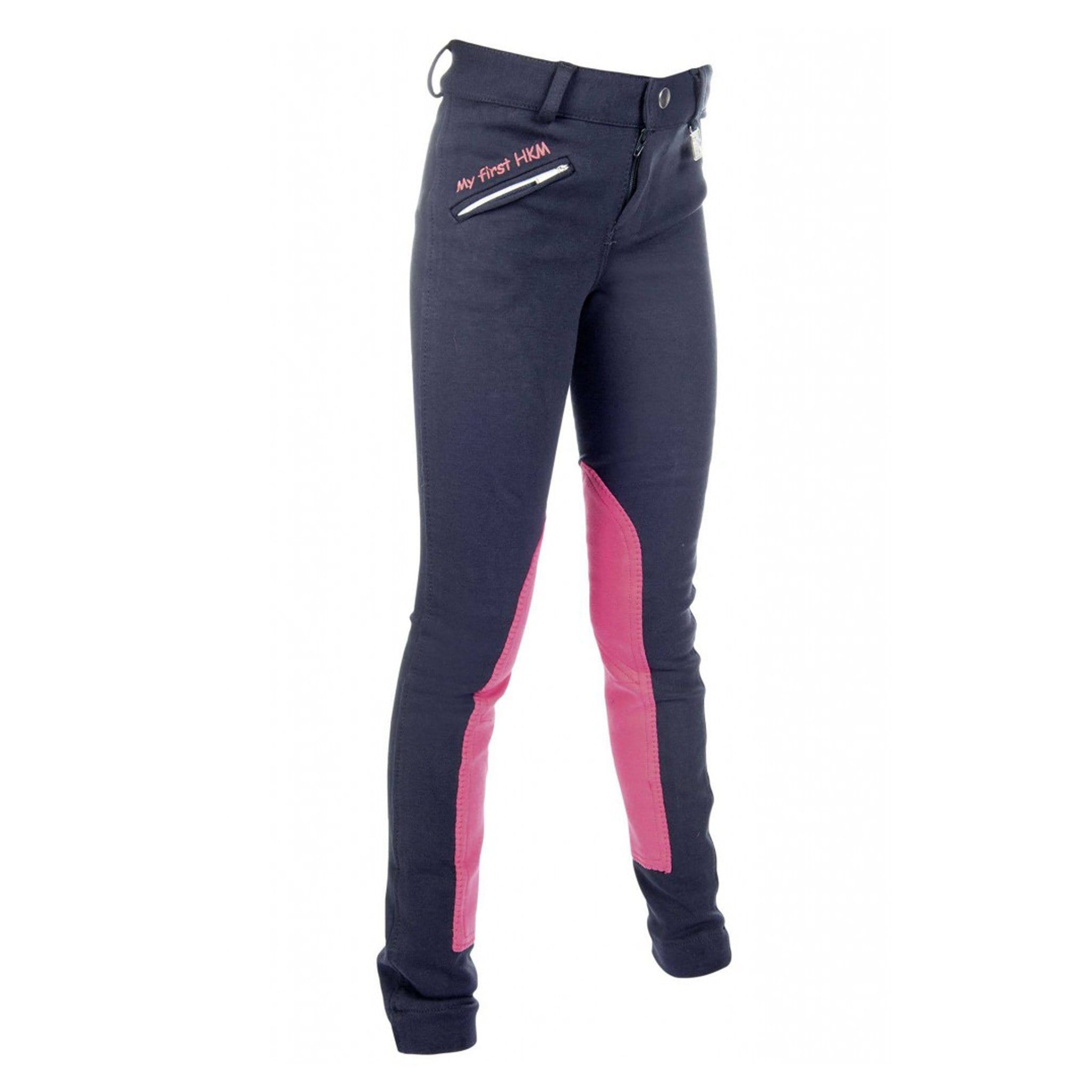 Hkm Children's My First Knee Patch Breeches - 9 - 10 Years · Navy and Deep Pink