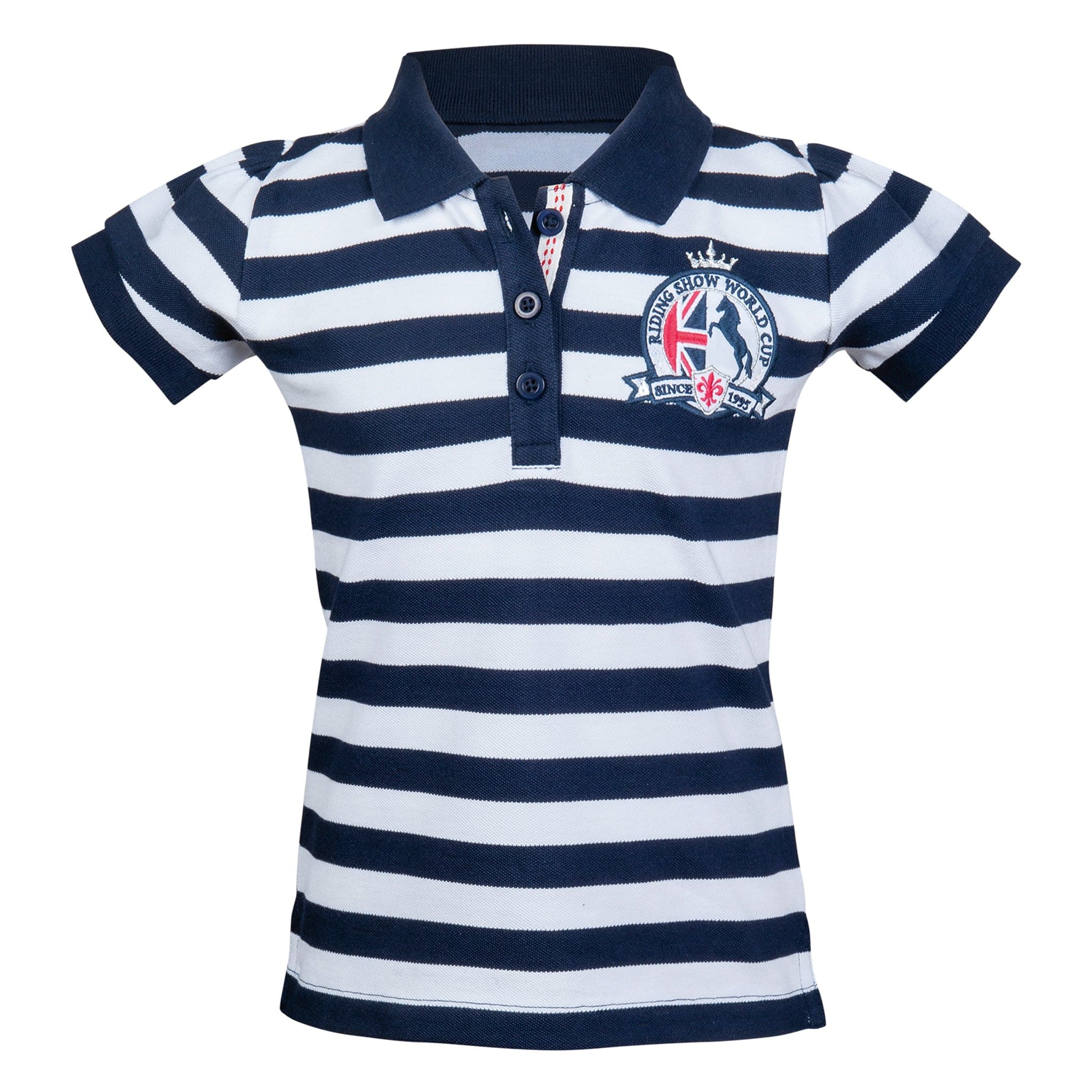 HKM Children's Riding Show Polo Shirt 12724 Navy and White Front