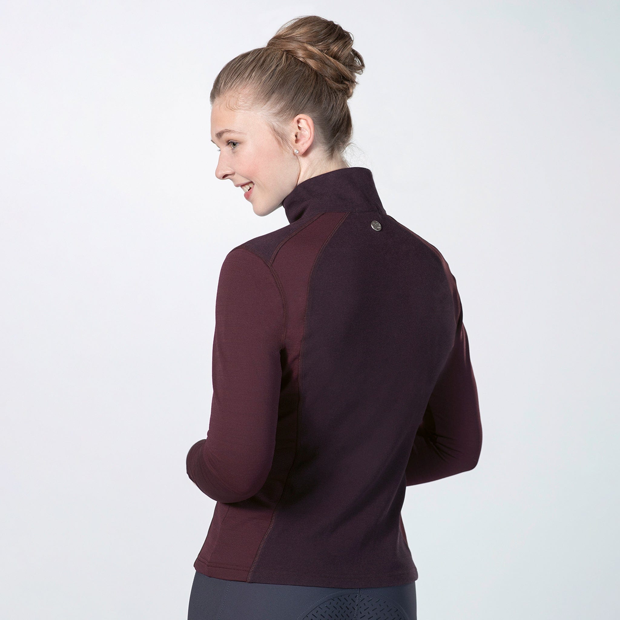 HKM Duo Base Layer 12977 Bordeaux On Model Back