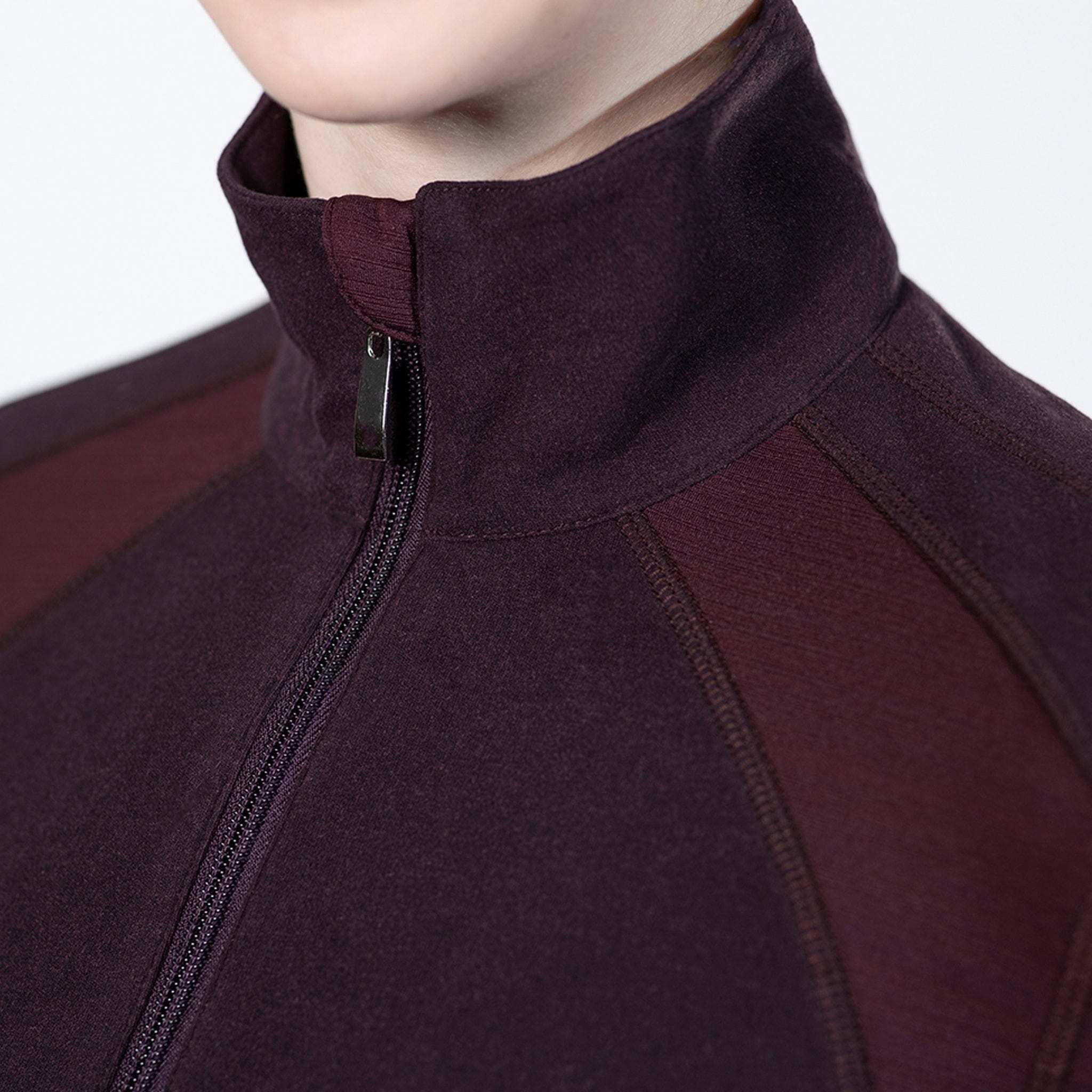 HKM Duo Base Layer 12977 Bordeaux Front Zip Close Up