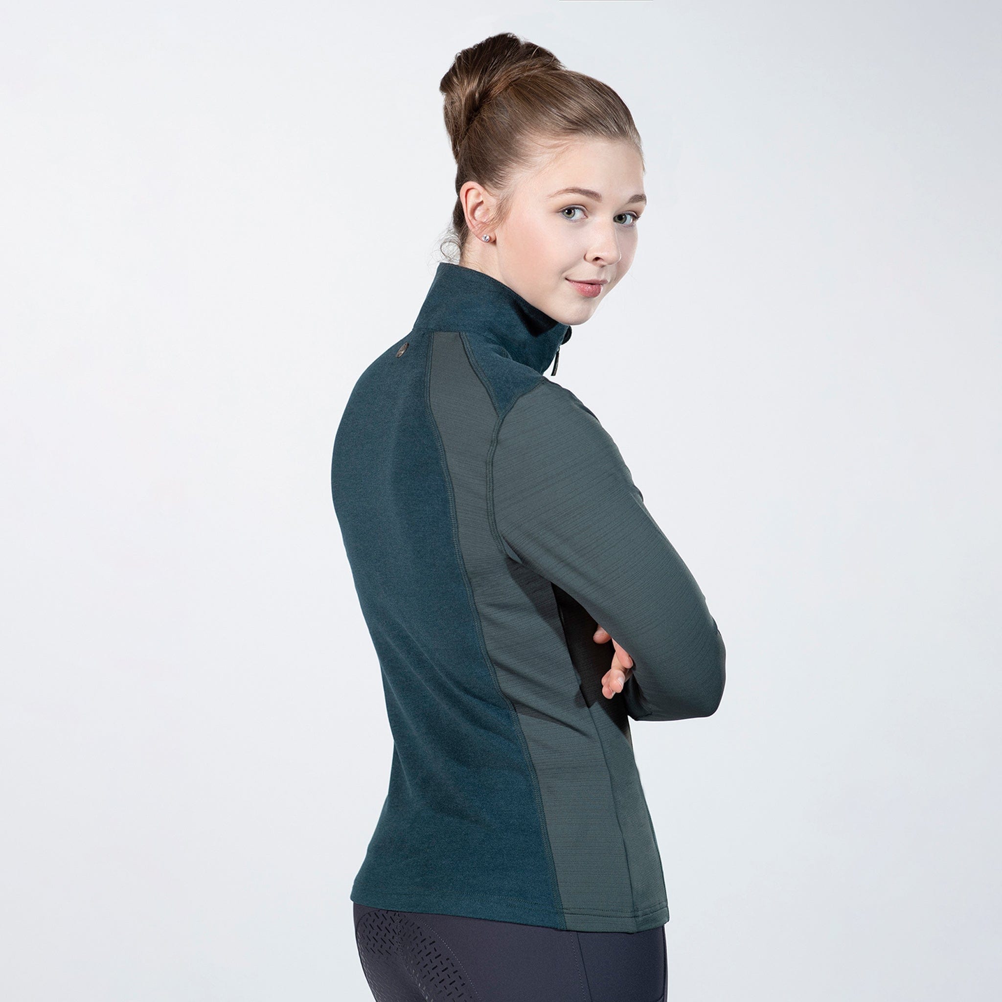 HKM Duo Base Layer 12977 Deep Green On Model Back View