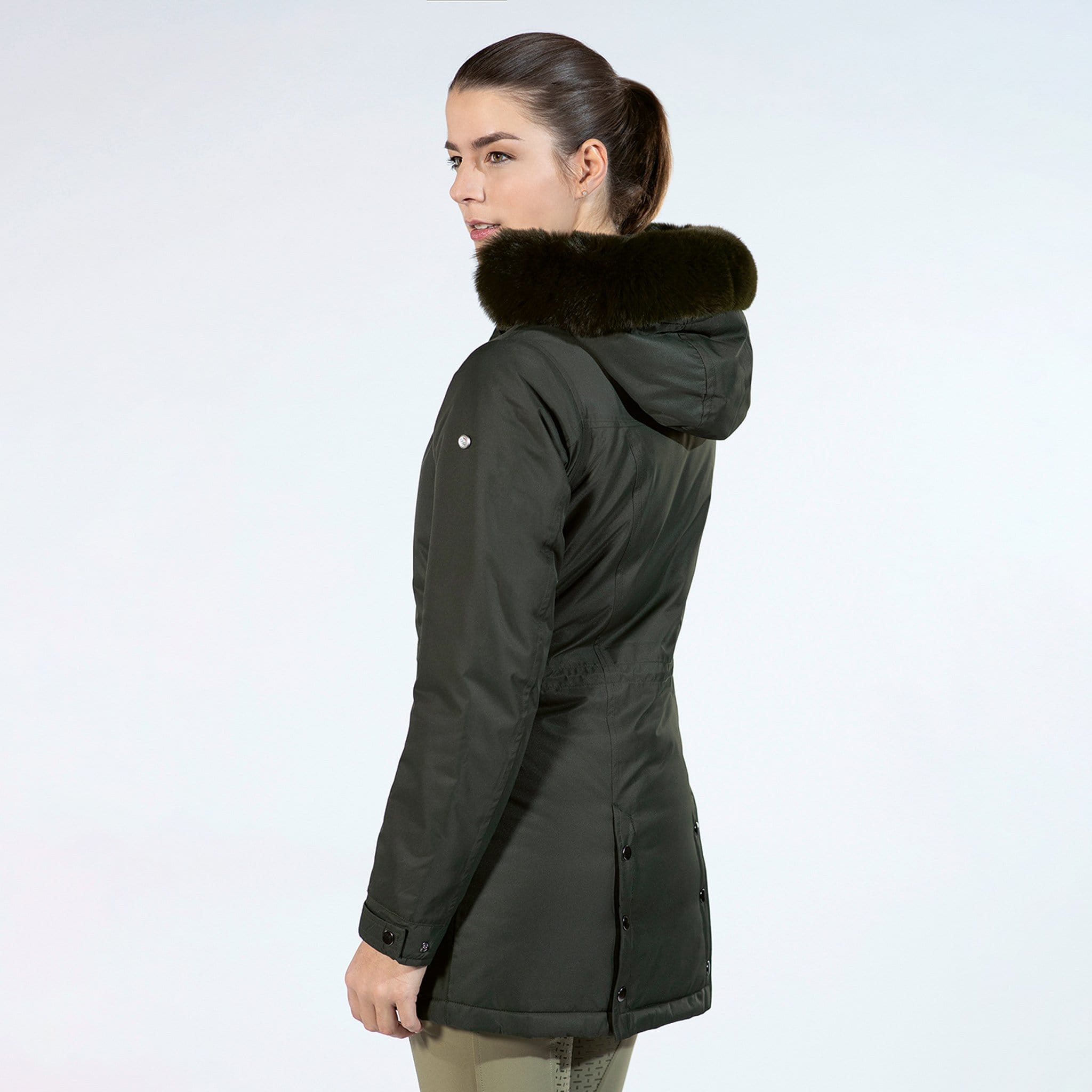 HKM Eaton Parka Coat 12728 Hunter Green Back On Model