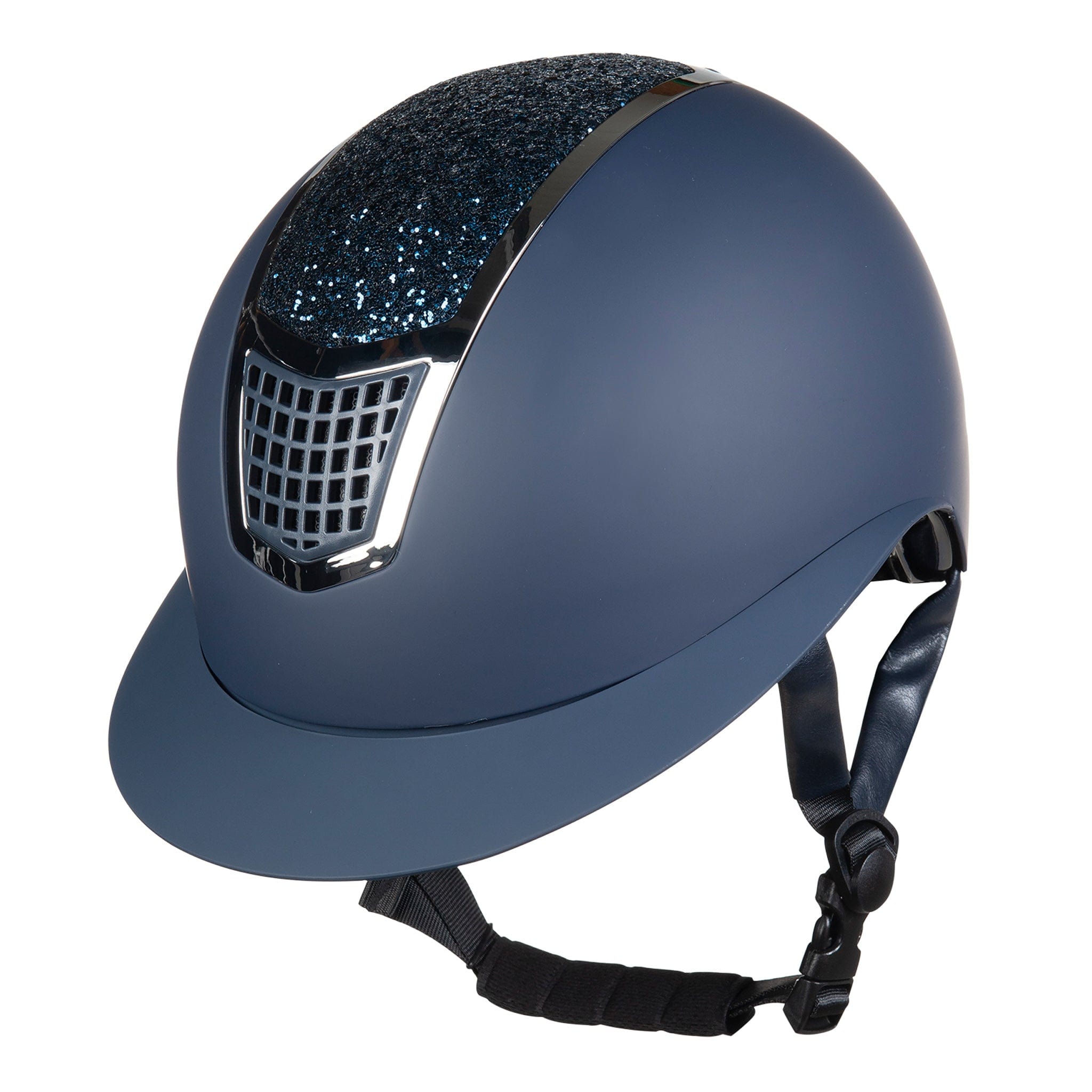 HKM Glamour Shield Wide Peak Riding Hat 12926 Navy and Silver