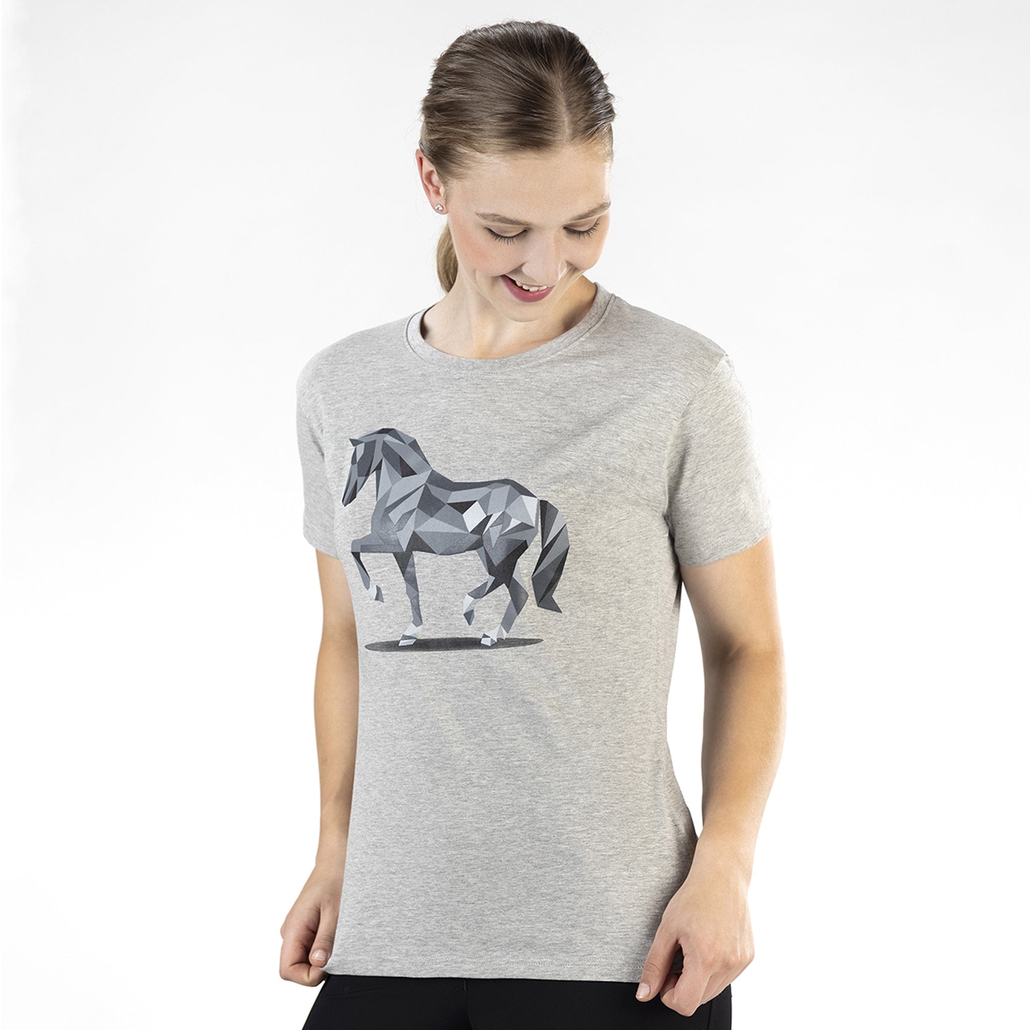 HKM Graphic Horse T-Shirt 13133 Grey Front On Model