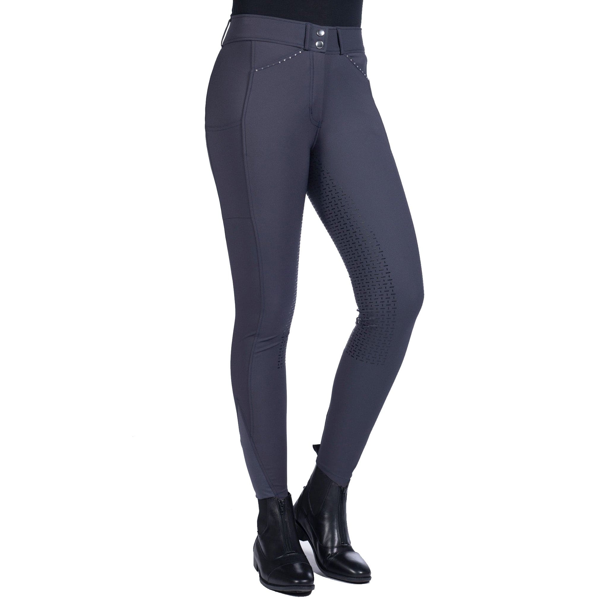 HKM Helene Silicone Full Seat Breeches On Model Deep Blue 13495