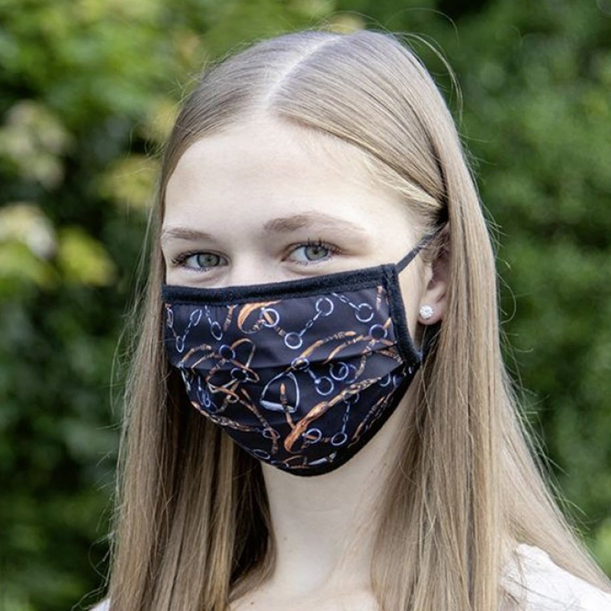 HKM Horse Print Face Mask Black 12688