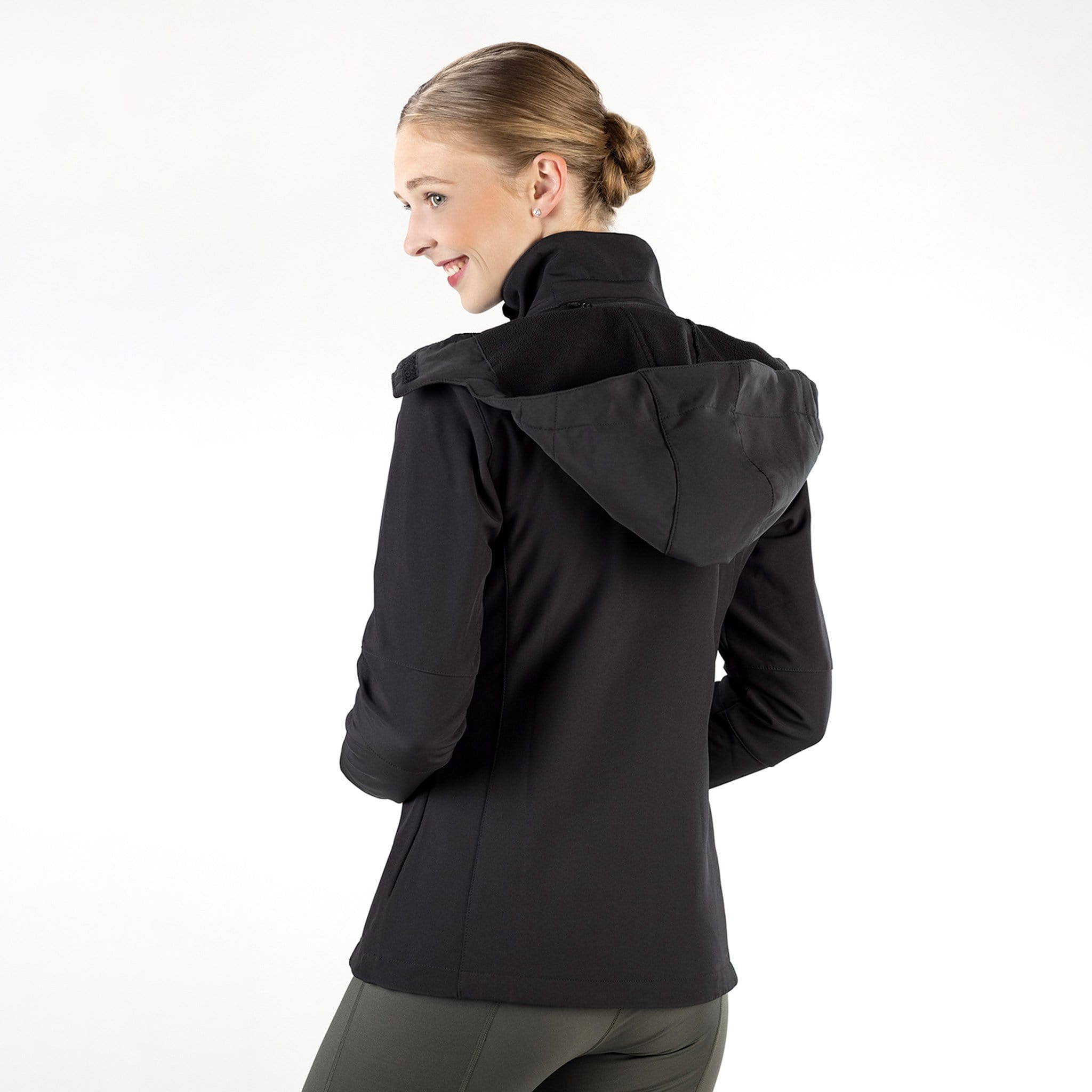 HKM Ladies Softshell Sport Jacket 5273 Black Back On Model