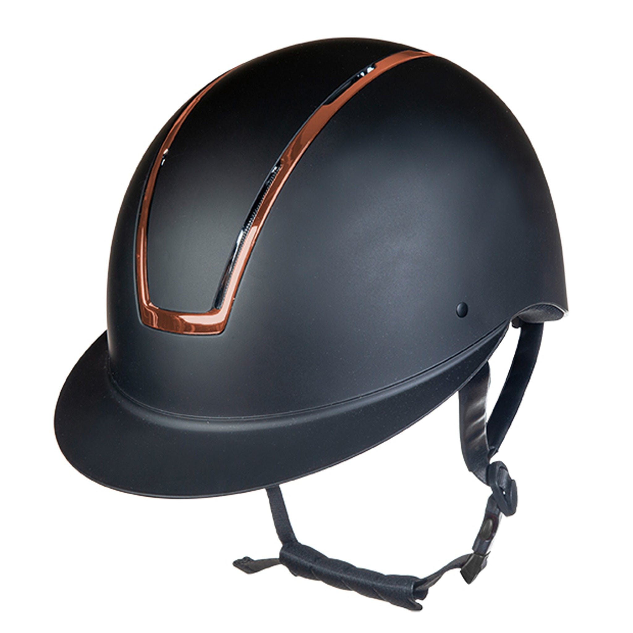 HKM Lady Shield Wide Peak Riding Hat 12509 Black and Rose Gold Front