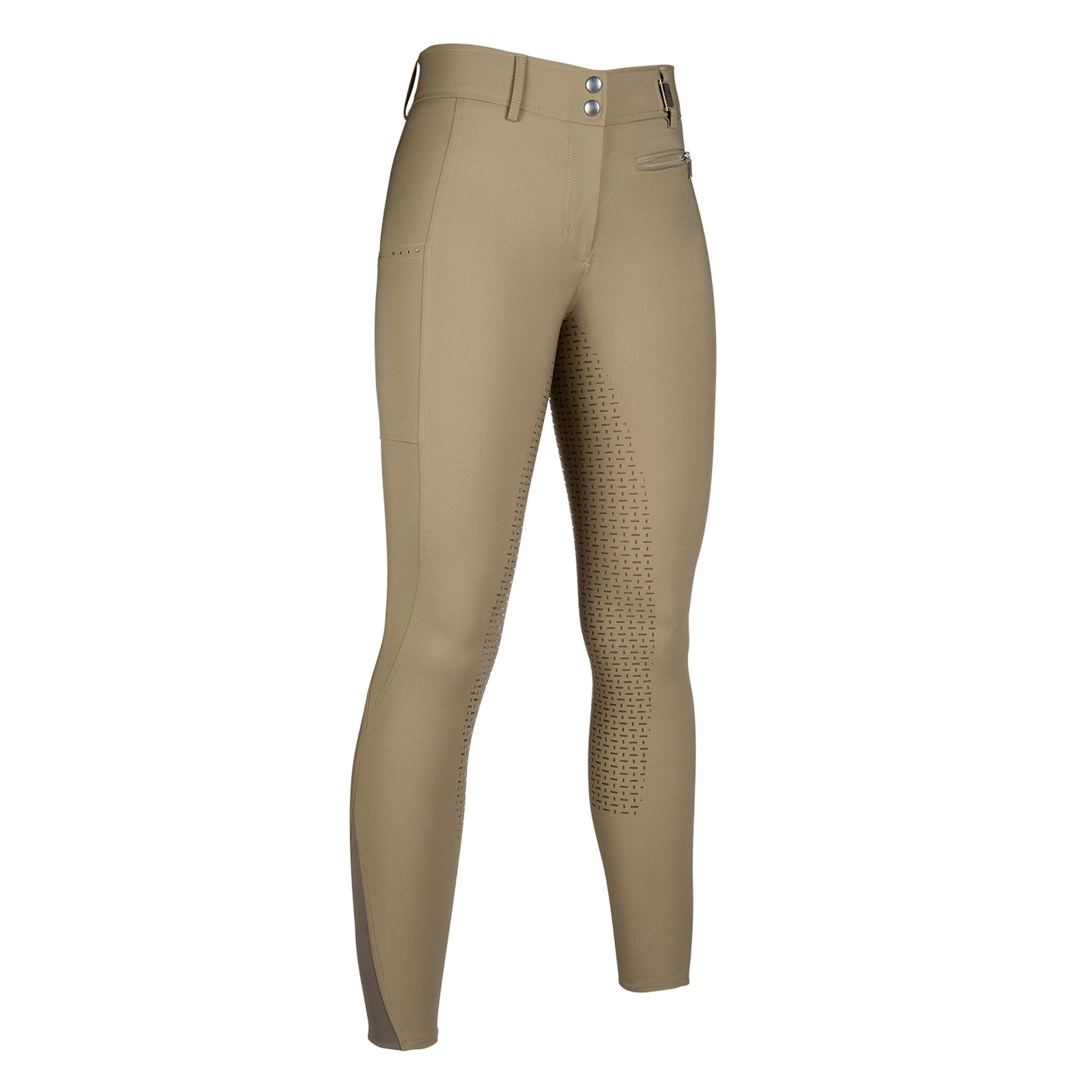 HKM Lea Silicone Full Seat Breeches Olive Green 12975