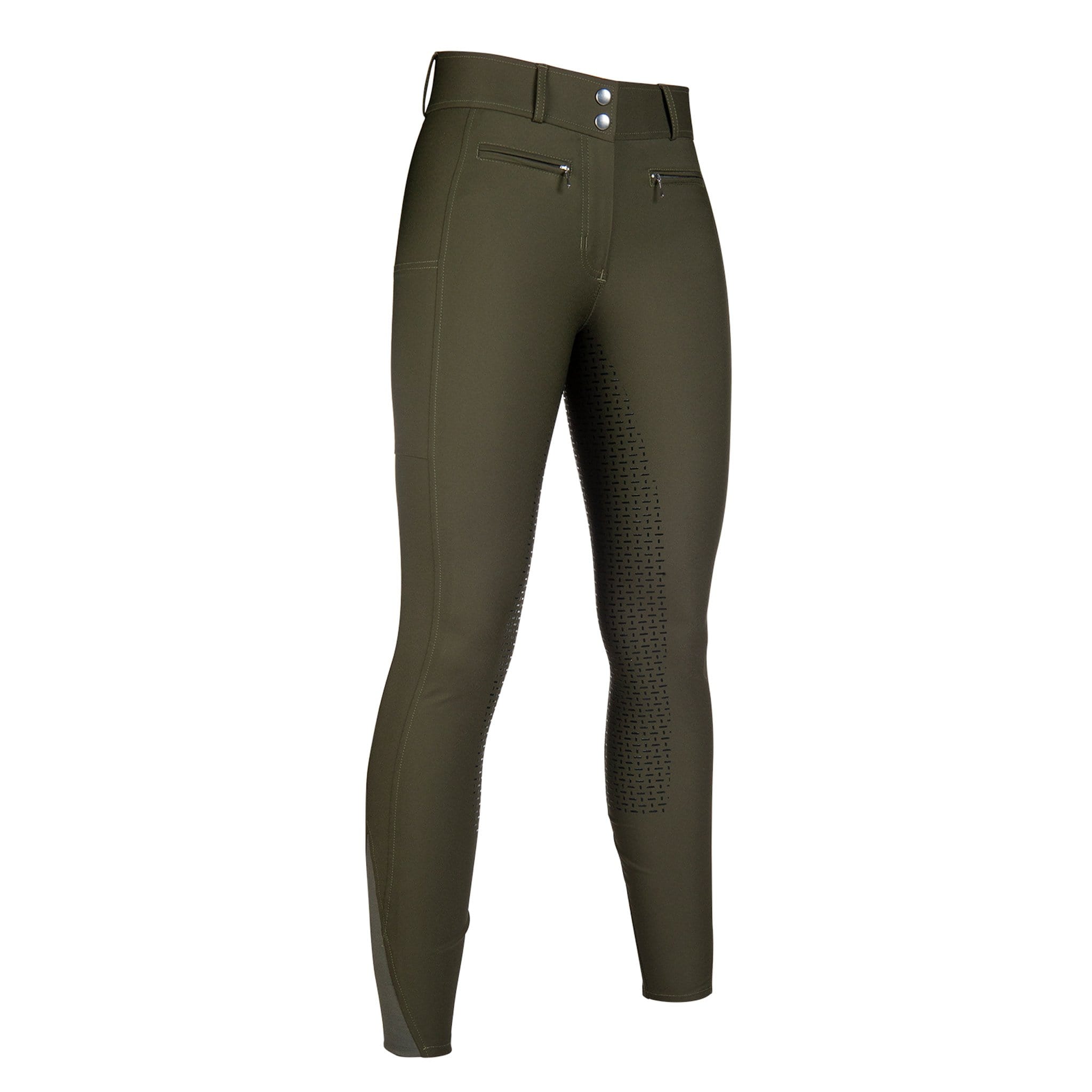 HKM Liv High Waist Silicone Full Seat Breeches Deep Green 12973