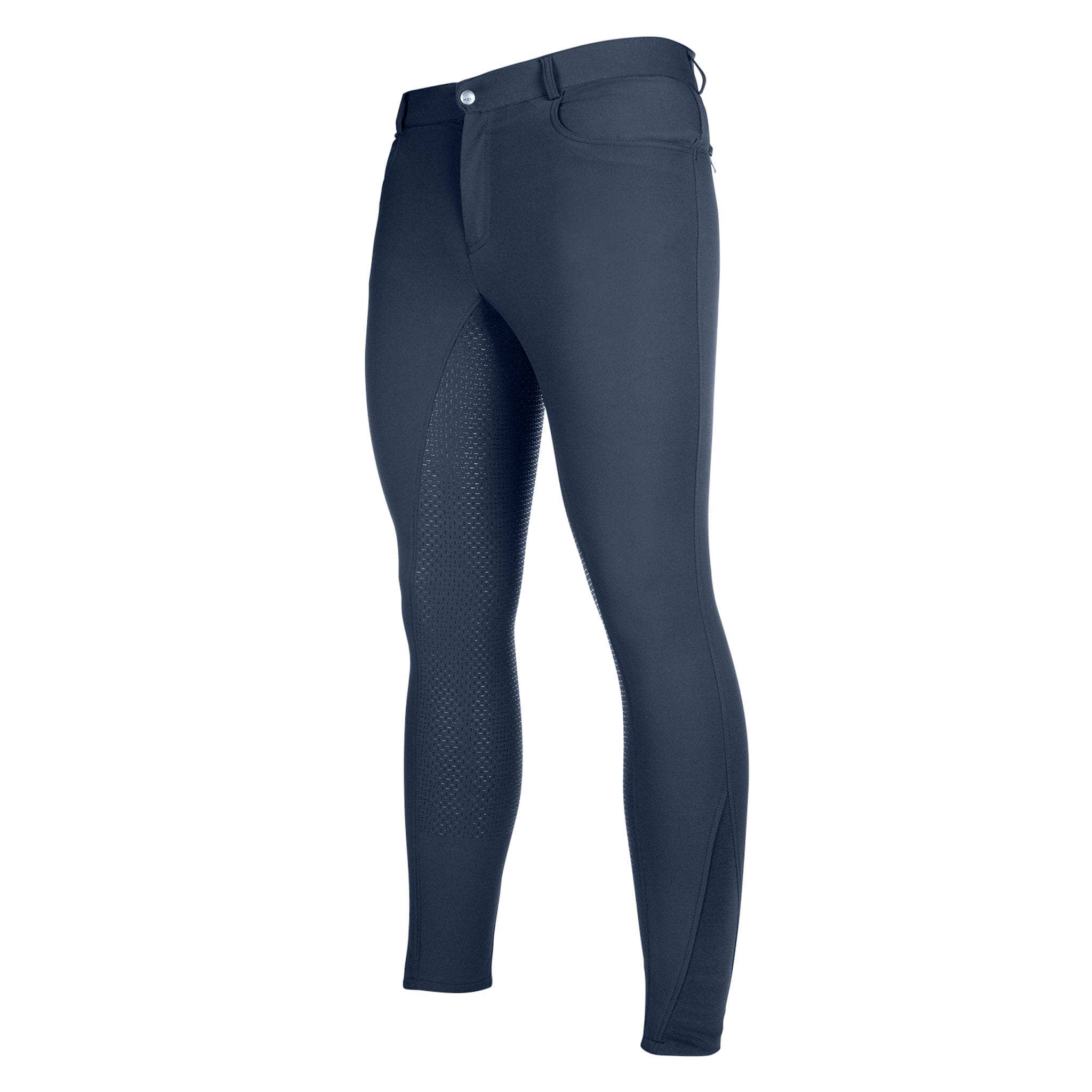 HKM Men's Sporty Silicone Full Seat Breeches 12583 Navy Front Left