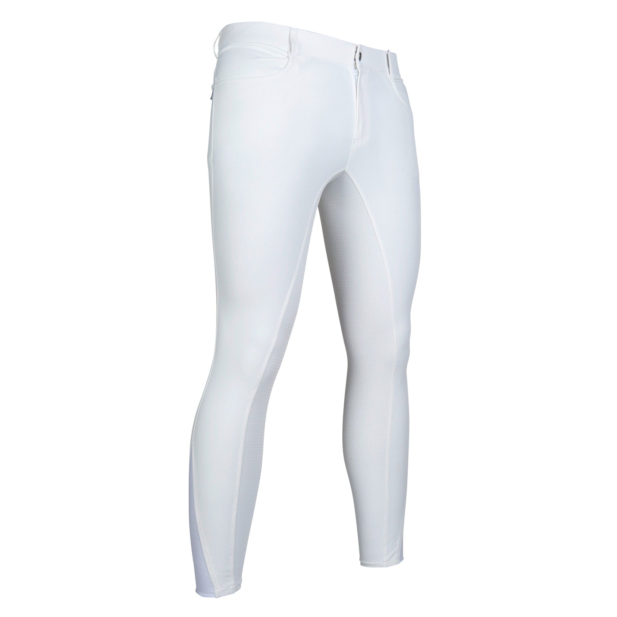 HKM Men's Sporty Silicone Full Seat Breeches 12583 White Front Right