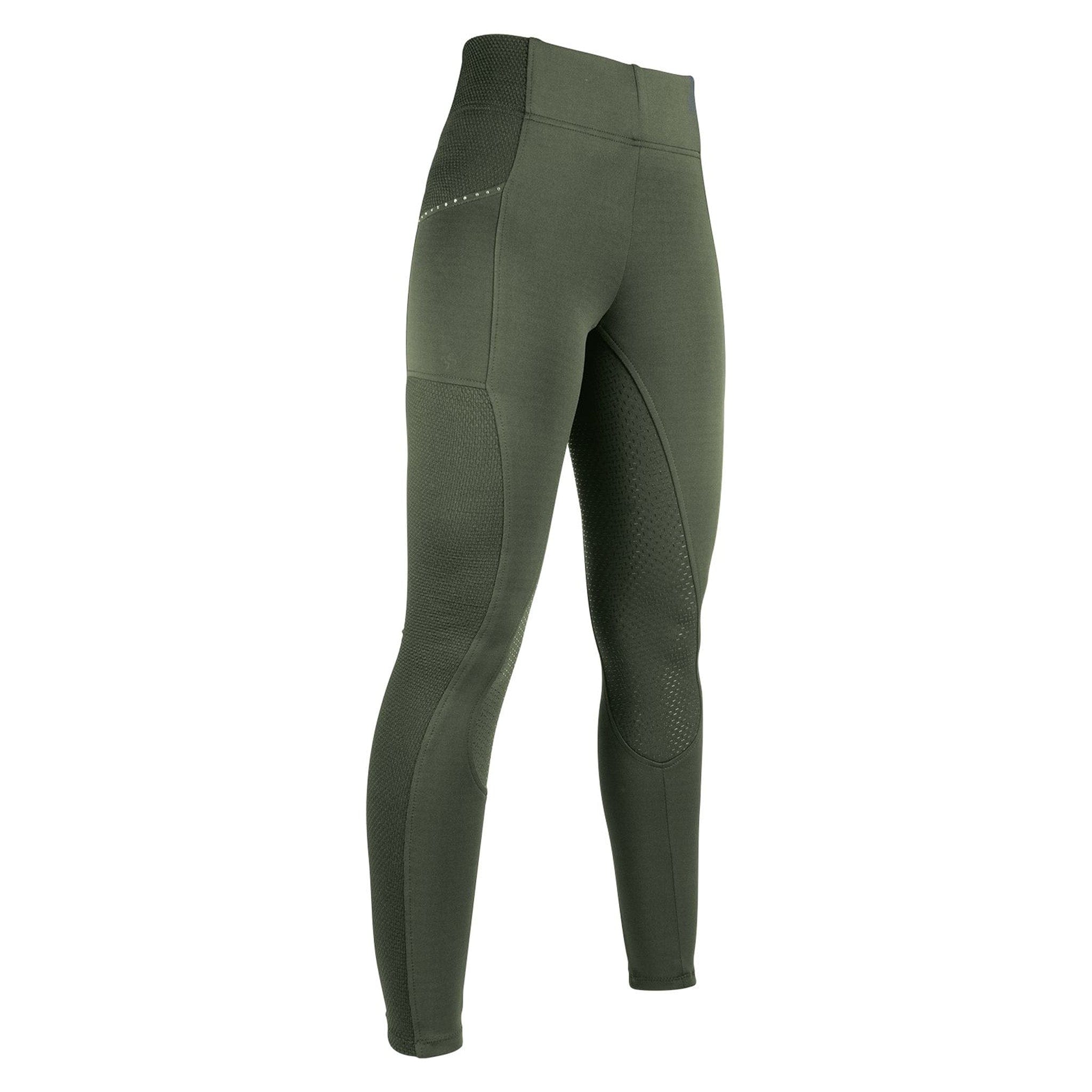 Hkm Mesh Silicone Full Seat Riding Tights - UK 4 - 6 · Olive Green