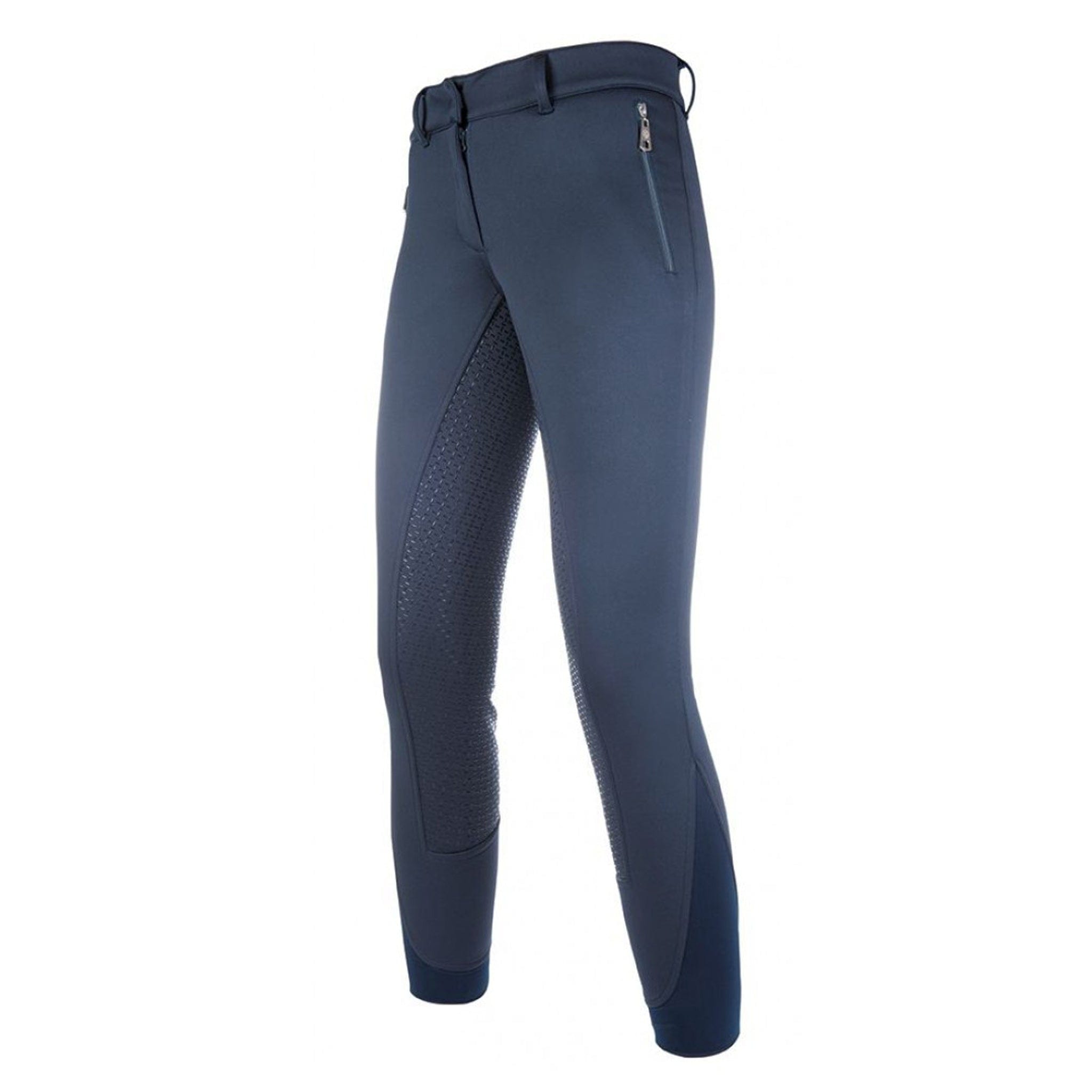 HKM Moena Softshell Silicone Full Seat Breeches 11246 Navy Front Left View