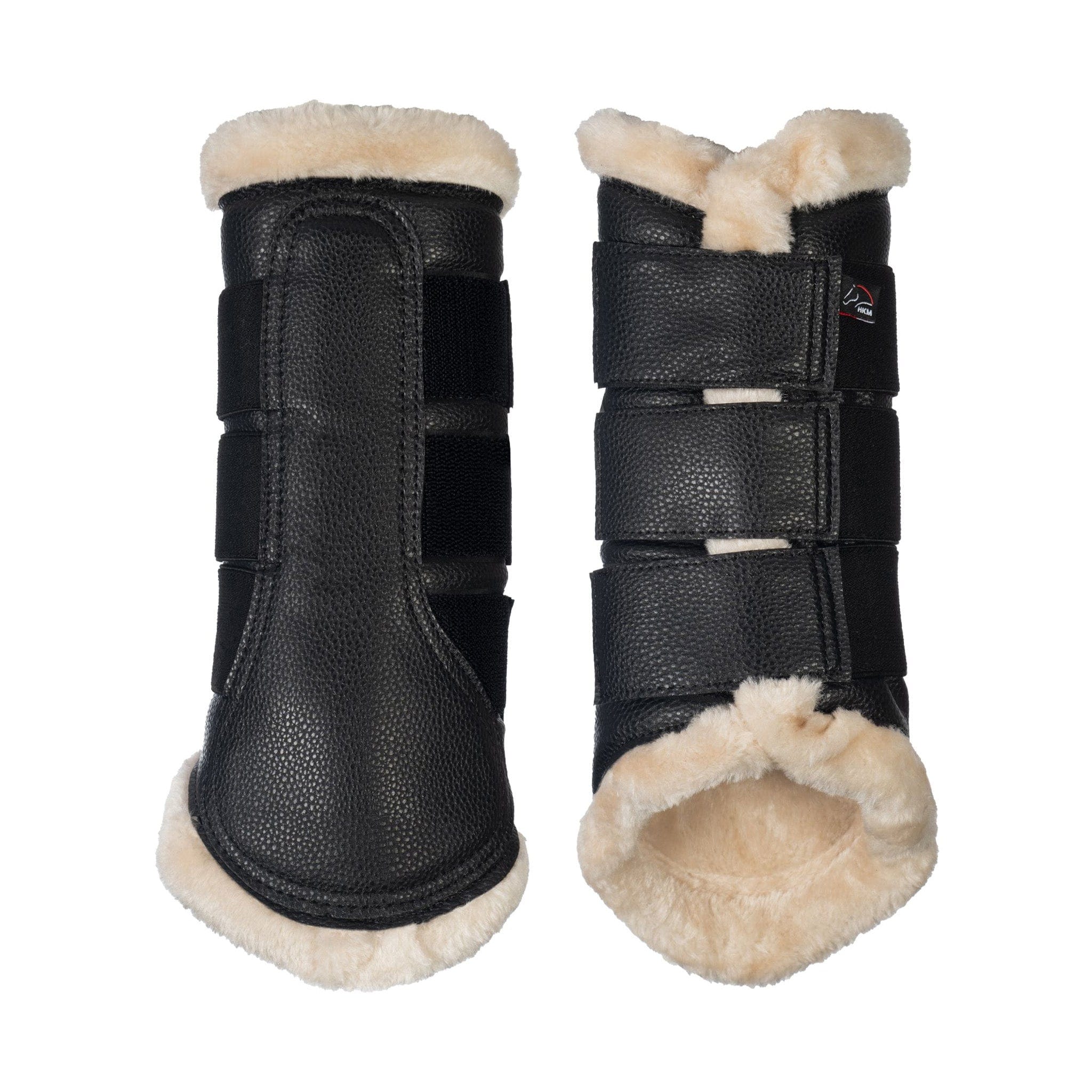 HKM Premium Comfort Brushing Boots Black with Cream Fur 13024