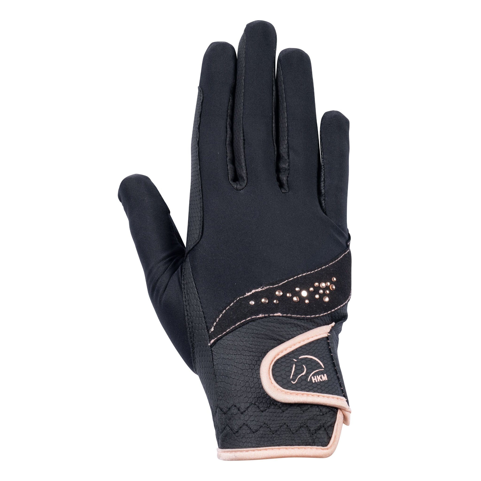 Hkm Rose Gold Glamour Riding Gloves - XL · Black