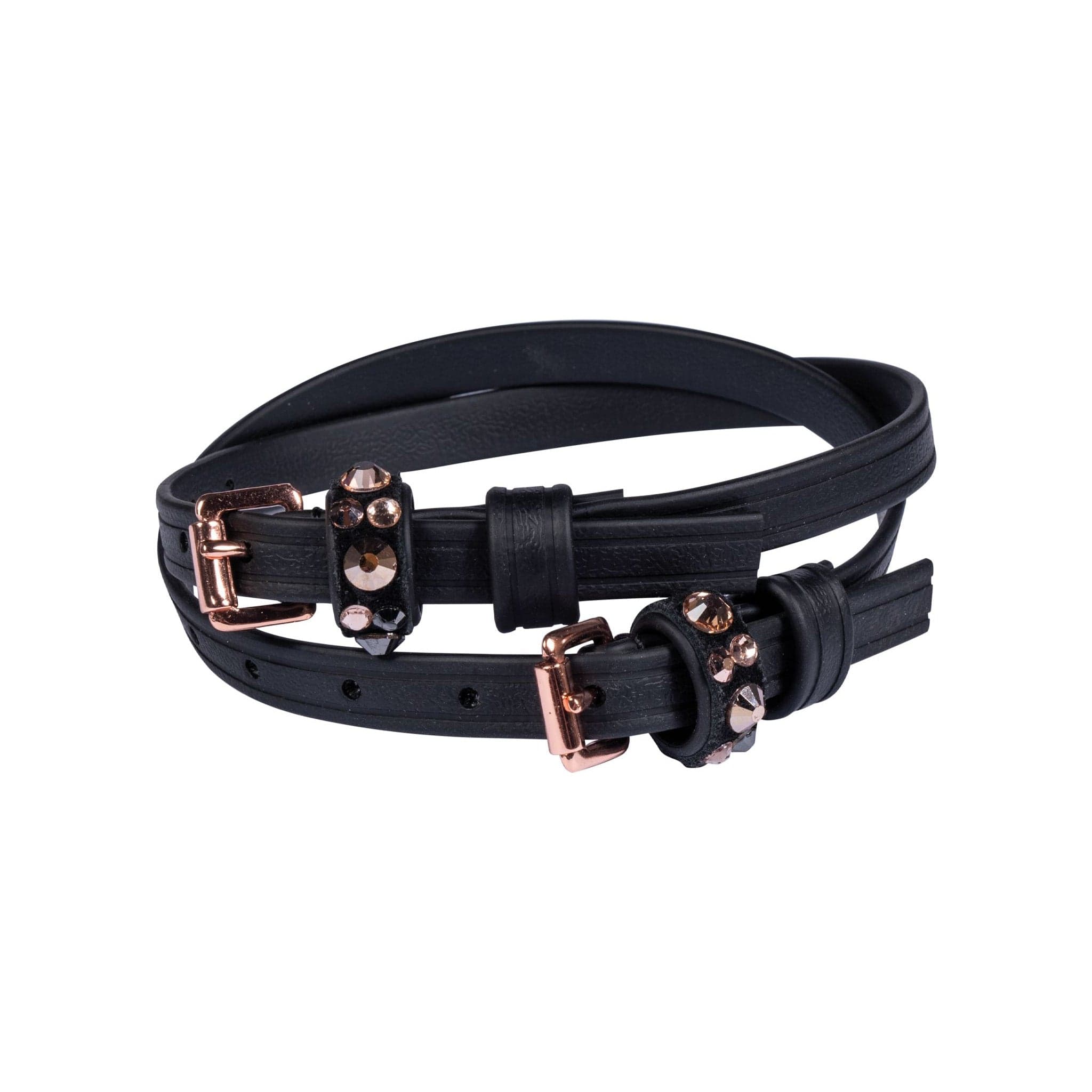 HKM Rose Gold Glamour Spur Straps Black 13831