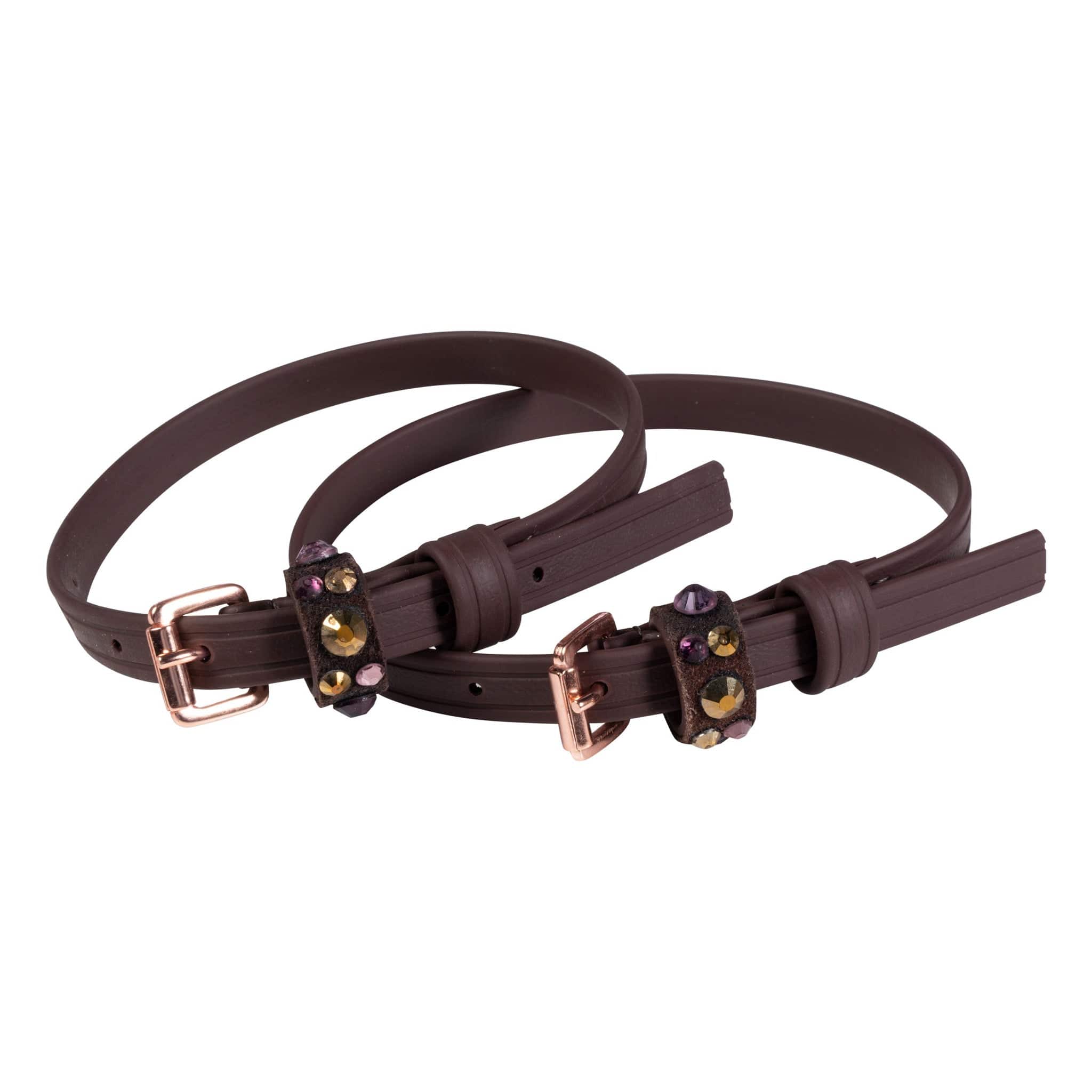 Hkm Rose Gold Glamour Spur Straps - Dark Brown