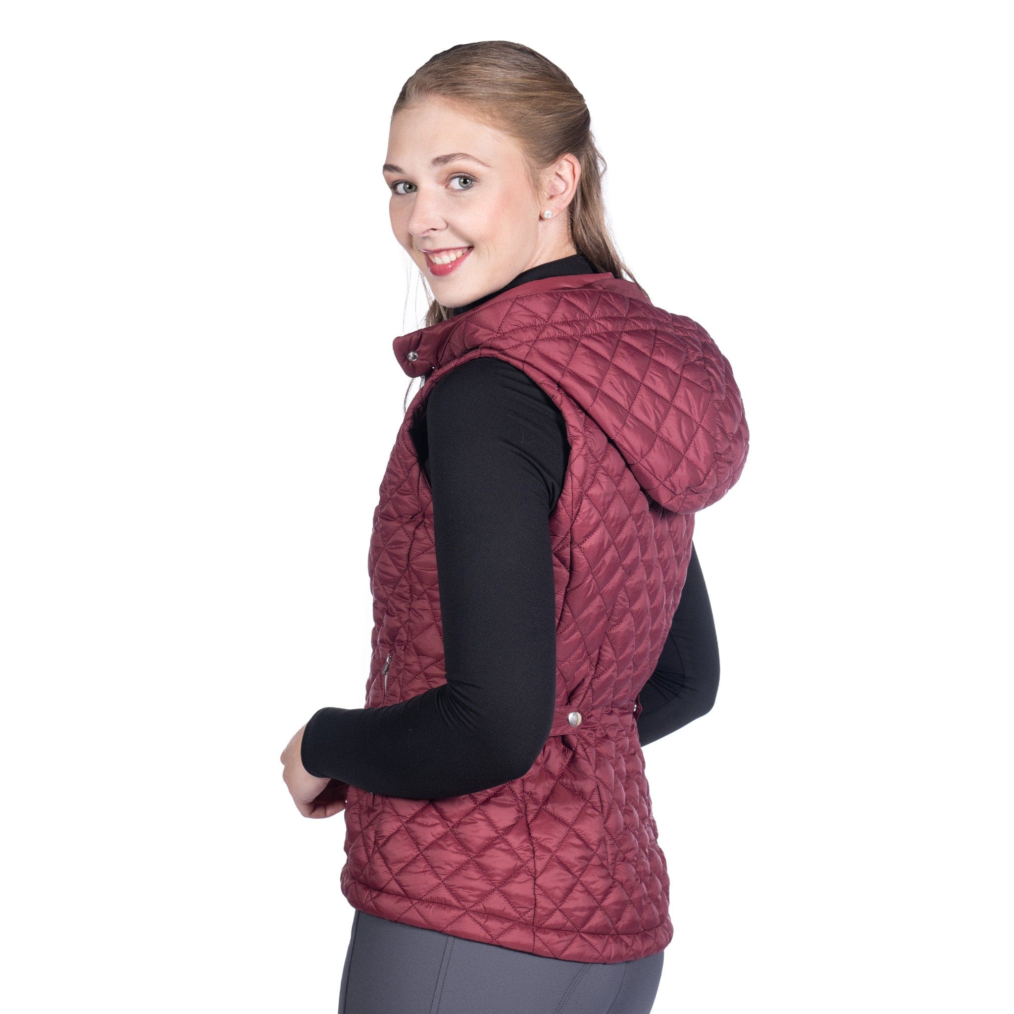 HKM Stella Quilted Gilet Wine Red Size UK 16