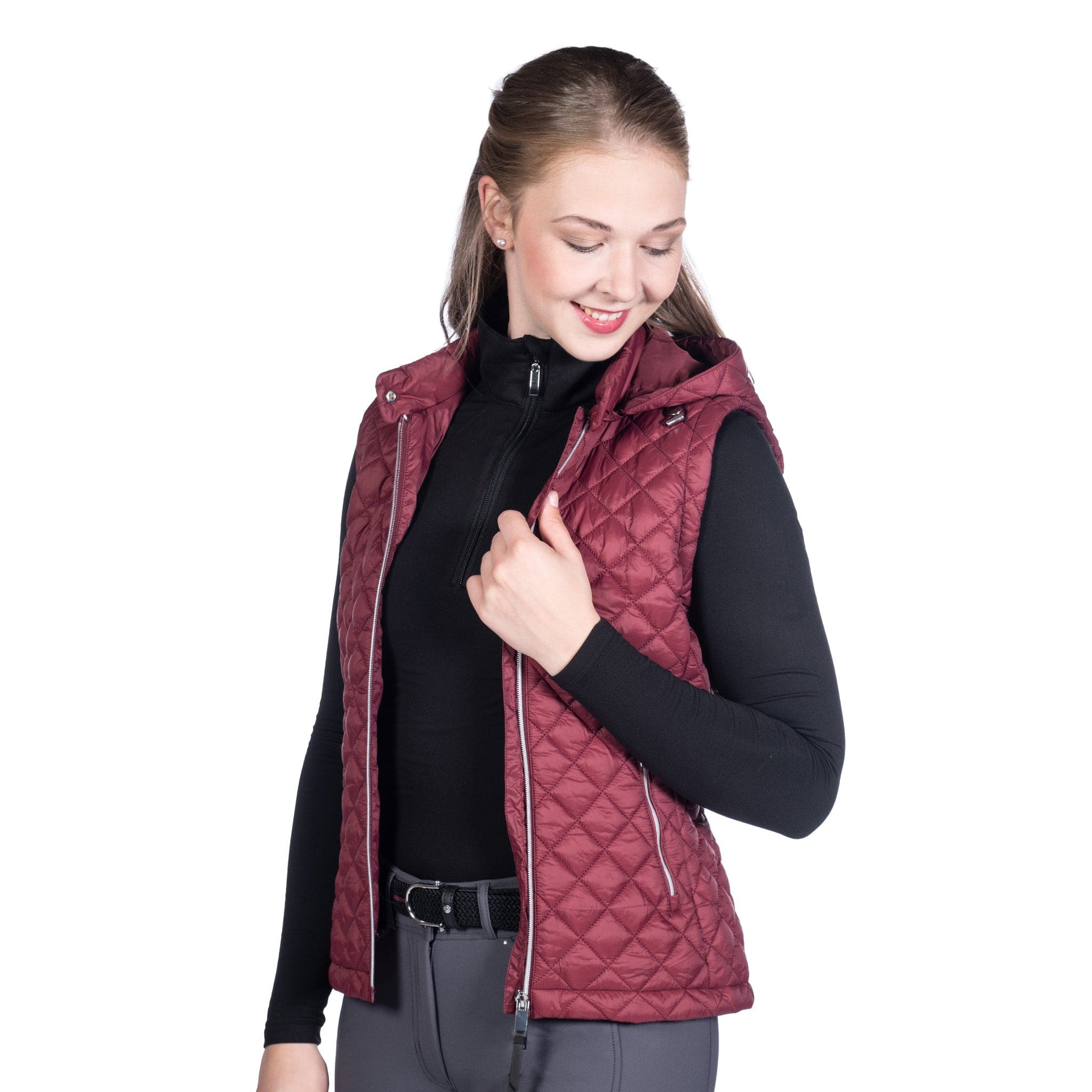 HKM Stella Quilted Gilet Wine Red Size UK 16