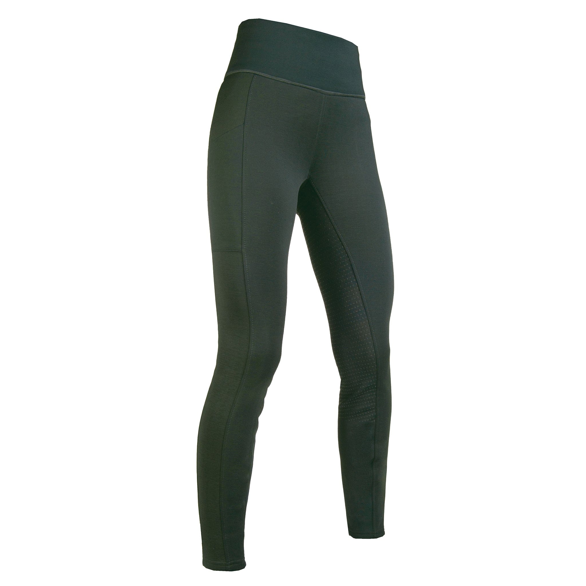 HKM Style Children's Cosy Silicone Full Seat Riding Tights 12964 Deep Green Front