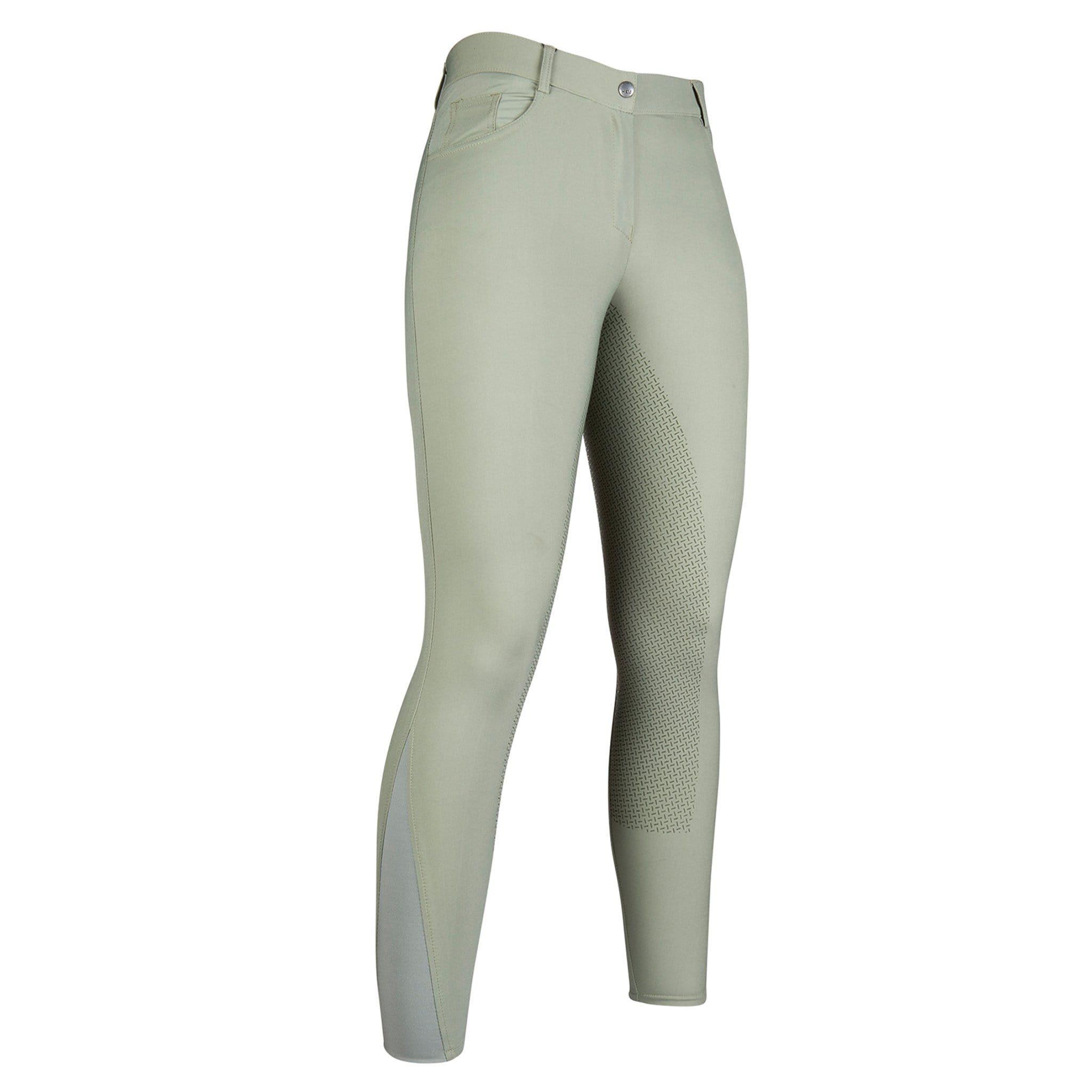 HKM Sunshine Silicone Full Seat Breeches 12572 Grey-Green Front Right View