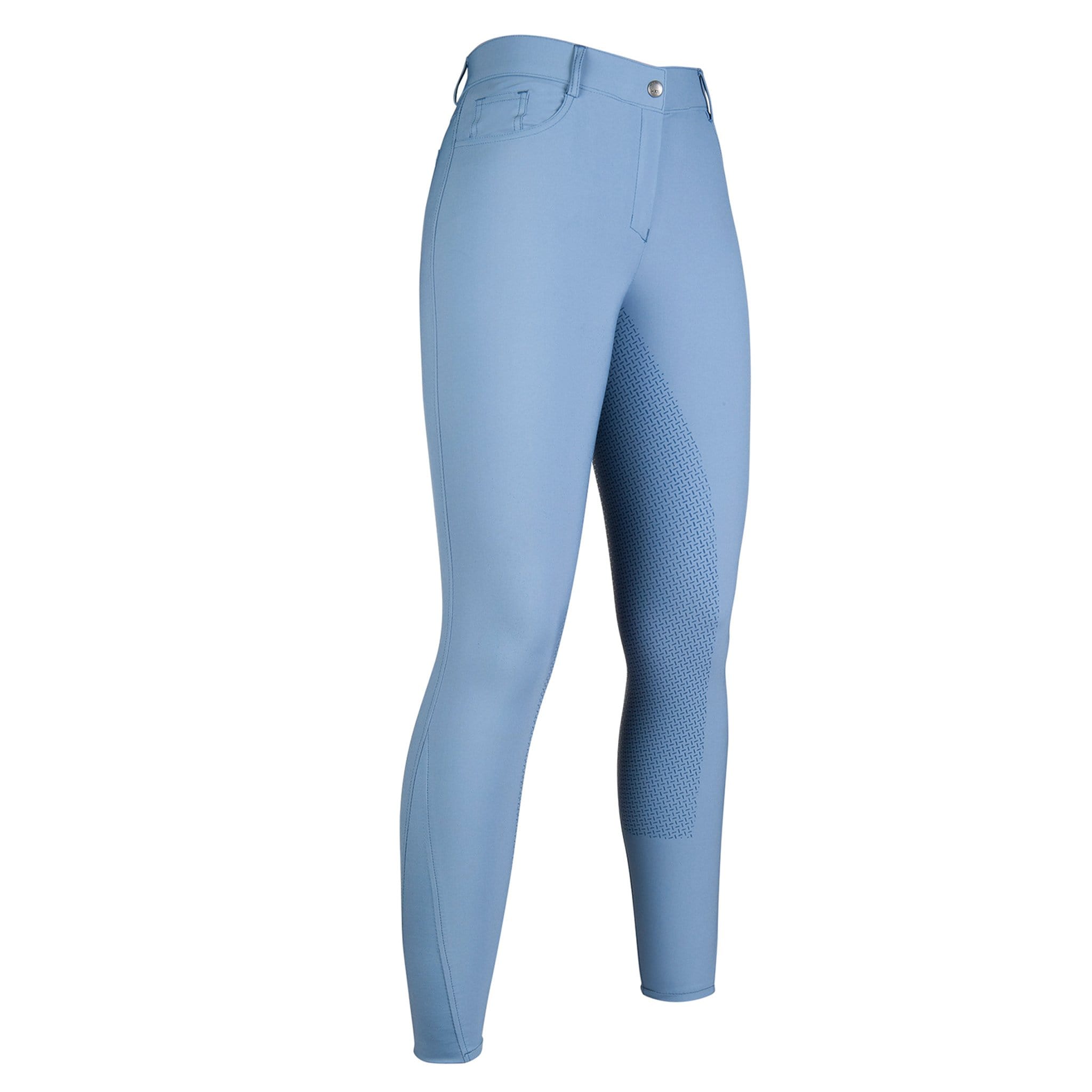 HKM Sunshine Silicone Full Seat Breeches 12572 Light Blue Front Right View