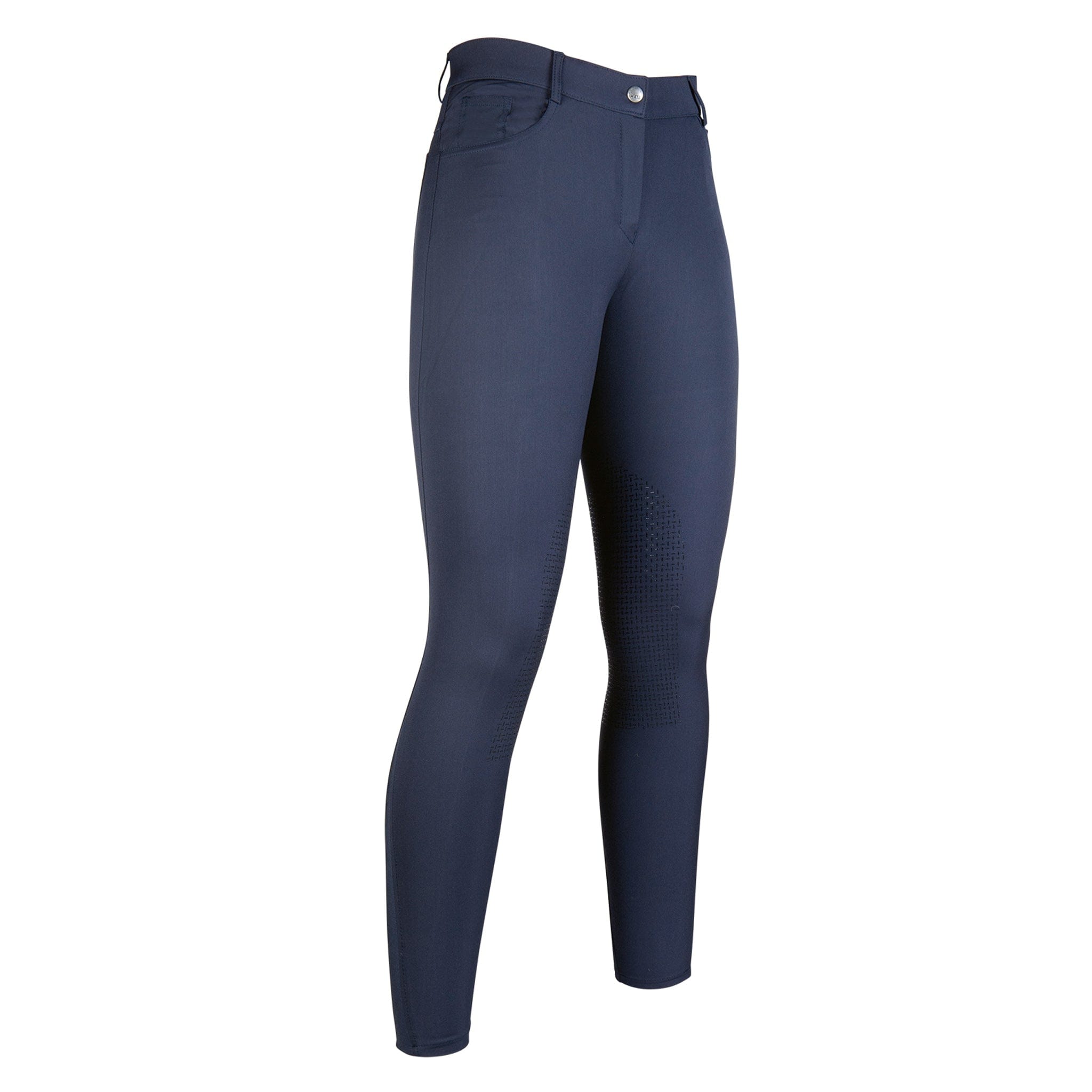 HKM Sunshine Silicone Knee Patch Breeches 12709 Navy Front Right View