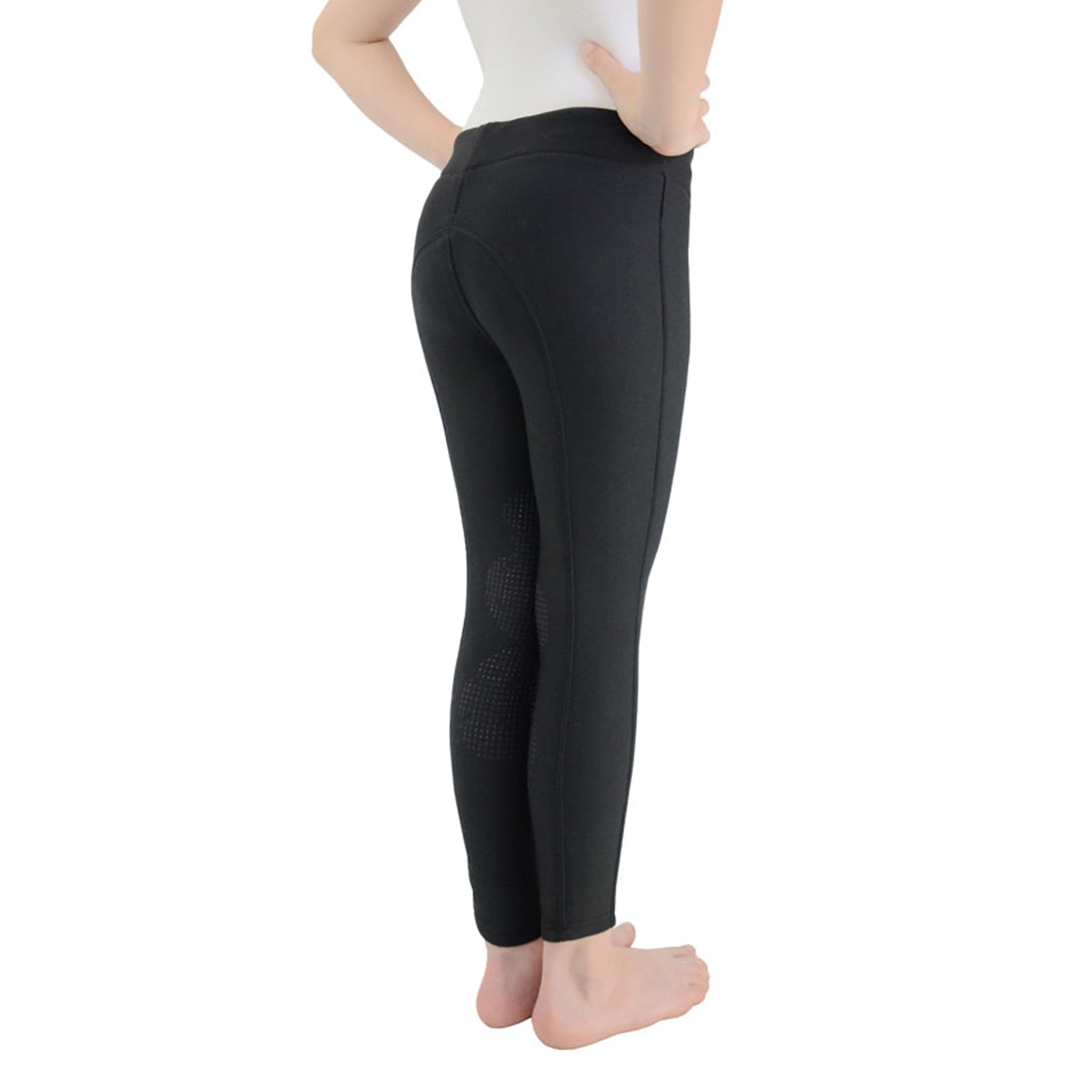 HyPerformance Blizzard Children's Softshell Silicone Knee Patch Riding Tights 25306 Black Rear View