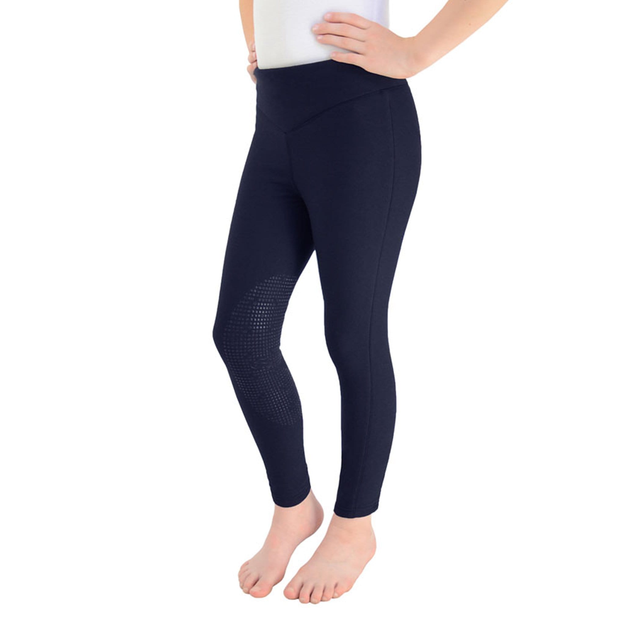 HyPerformance Blizzard Children's Softshell Silicone Knee Patch Riding Tights 25306 Navy Front View