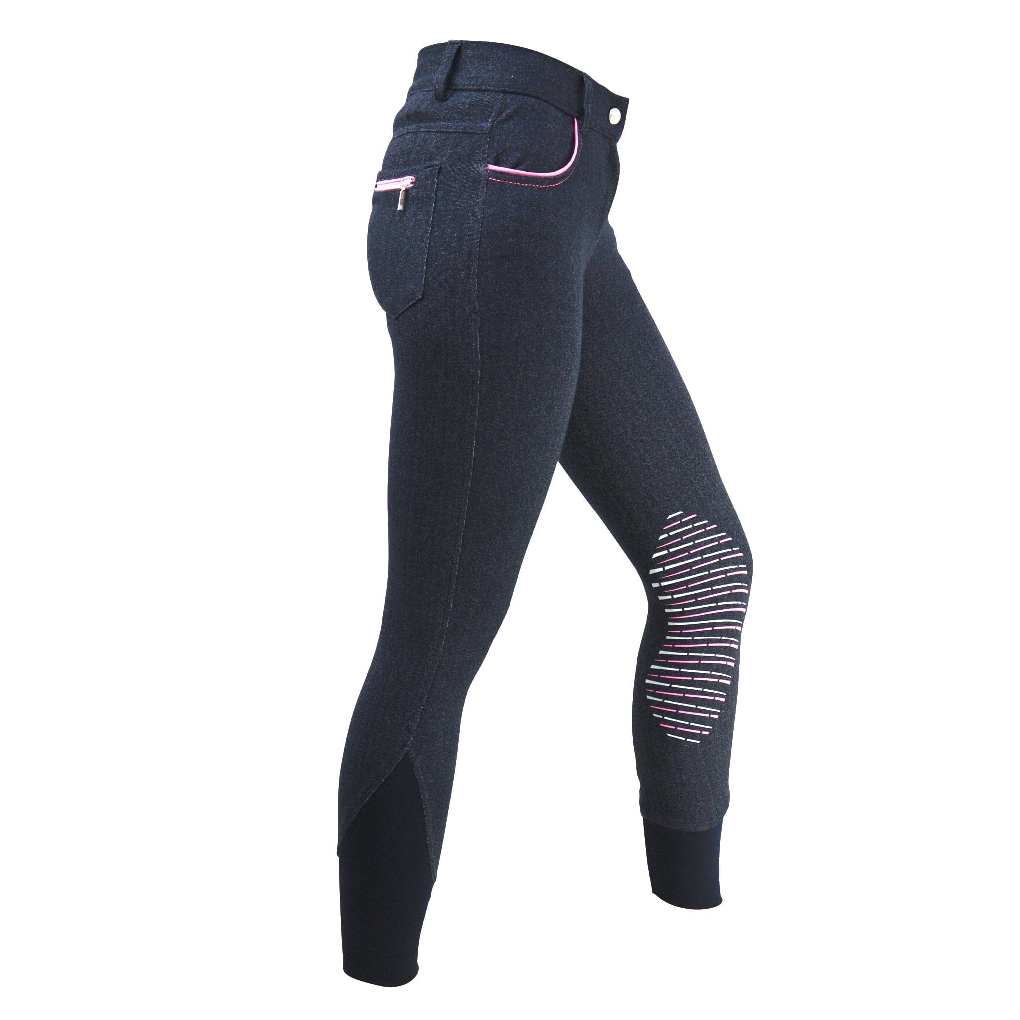 Hy Equestrian Girls Mizs Passion Silicone Knee Patch Breeches Denim