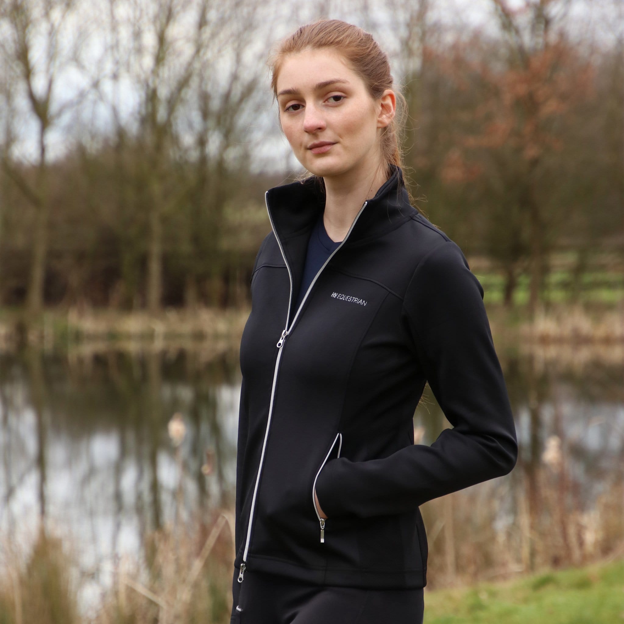 Hy Equestrian Synergy Flex Jacket 30160 Black Side On Model