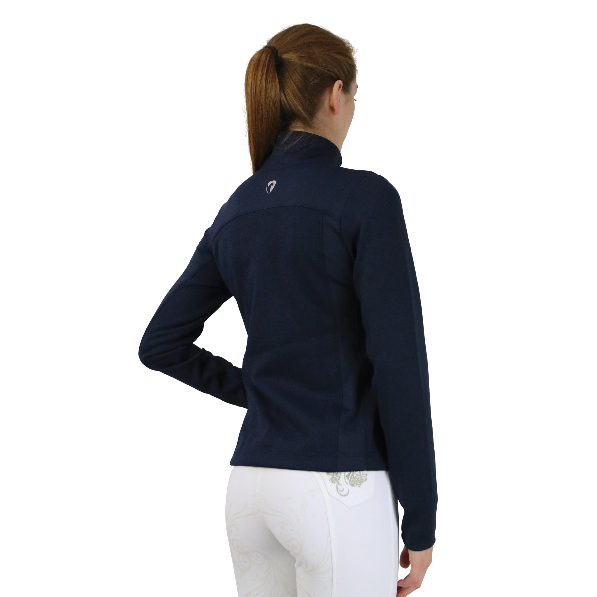 Hy Equestrian Synergy Flex Jacket 30160 Navy Back On Model