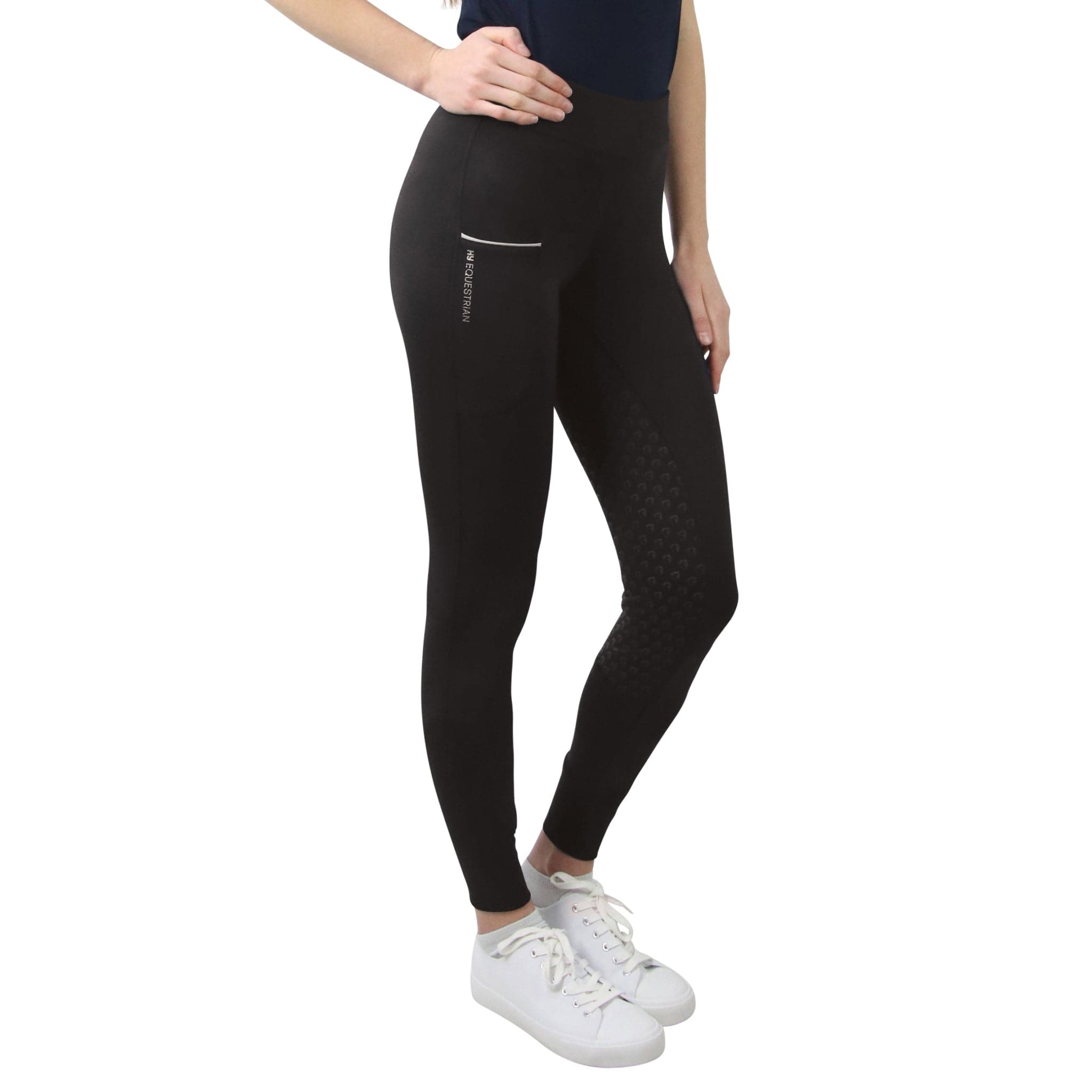 Hy Equestrian Synergy Silicone Knee Patch Riding Tights 30777 Black Side