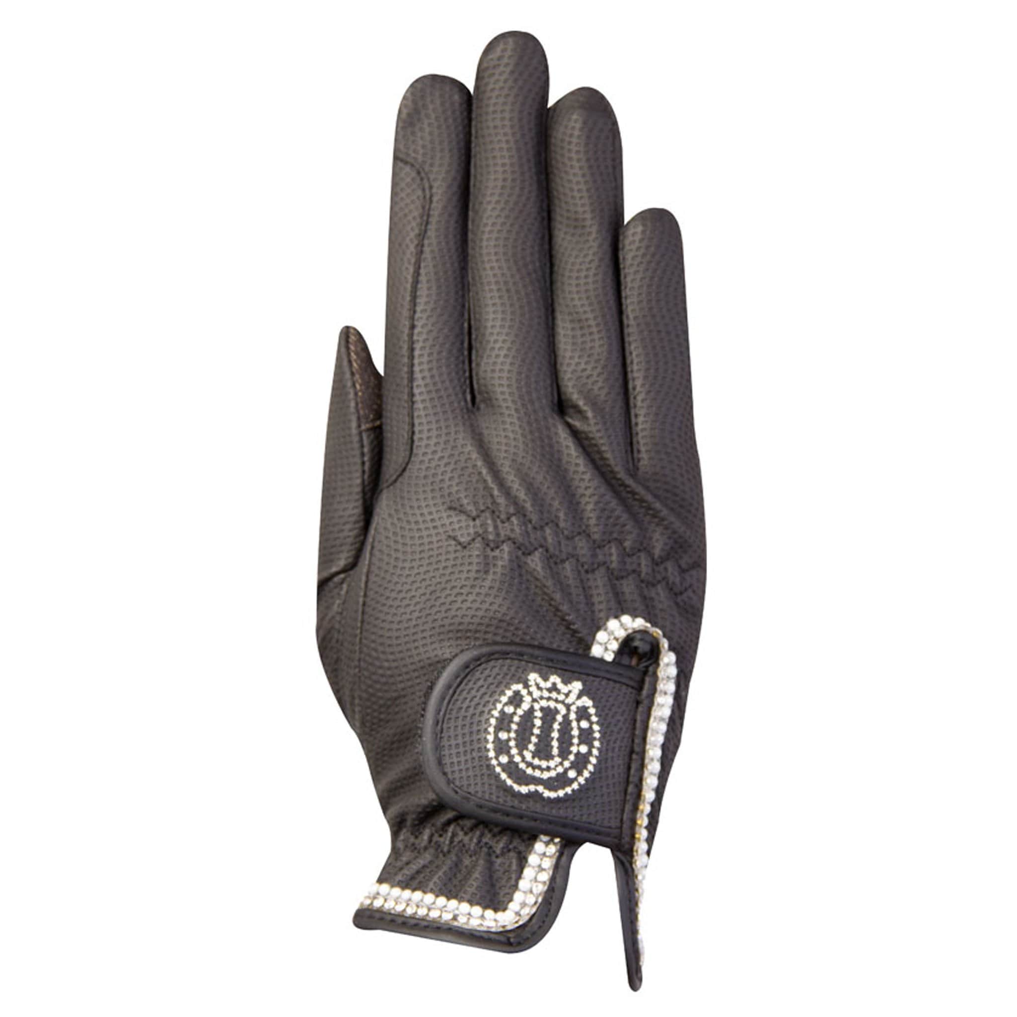 Imperial Riding Loraine Riding Gloves KL50115001 in Black with pearls and crystals from back