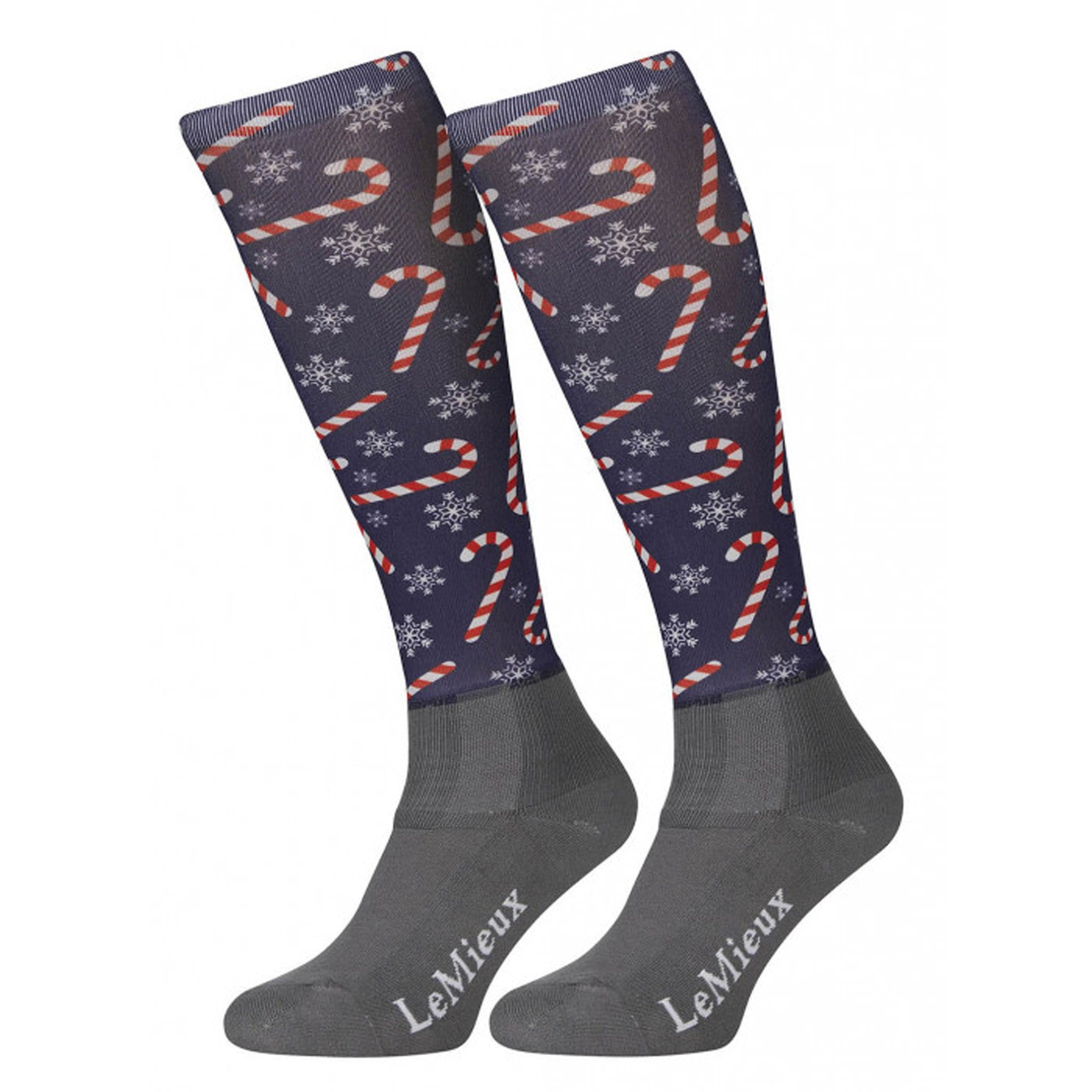 LeMieux Children's Footsie Candy Canes Riding Socks 3693 Grey and Navy
