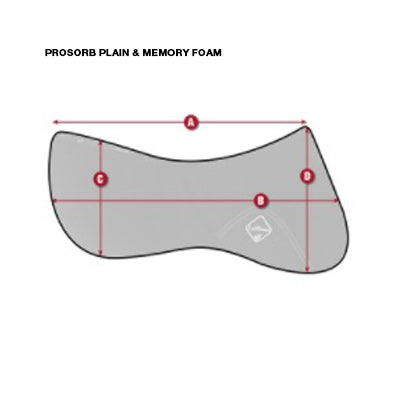 LeMieux Prosorb Plain and Memory Foam Half Pad Size Guide Image