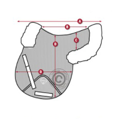 LeMieux Merino+ Half Lined GP Numnah Size Guide Image