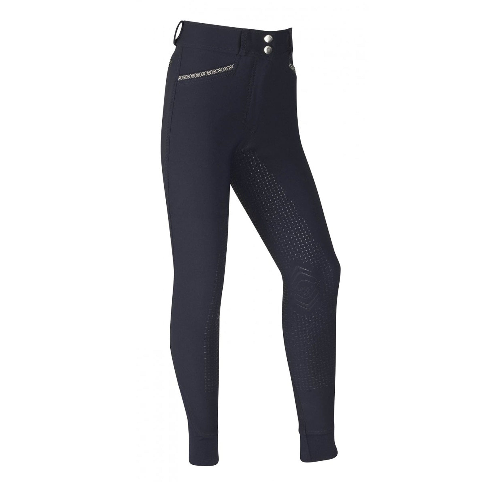 LeMieux Young Rider Silicone Full Seat Breeches 3410 Indigo Blue Navy Side